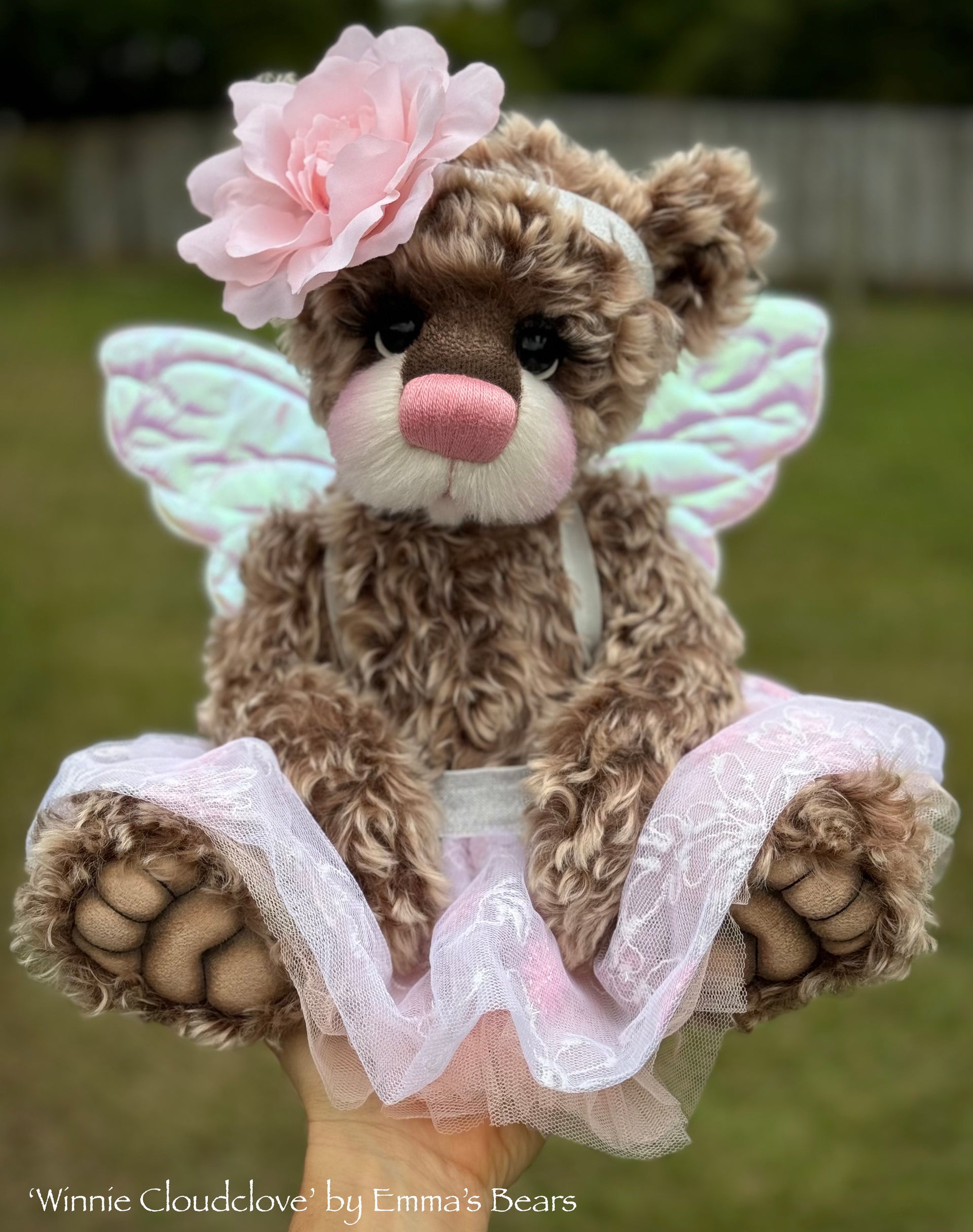 Winnie Cloudclove - 18" Curly Tipped Mohair Artist Fairy Bear by Emma's Bears - OOAK