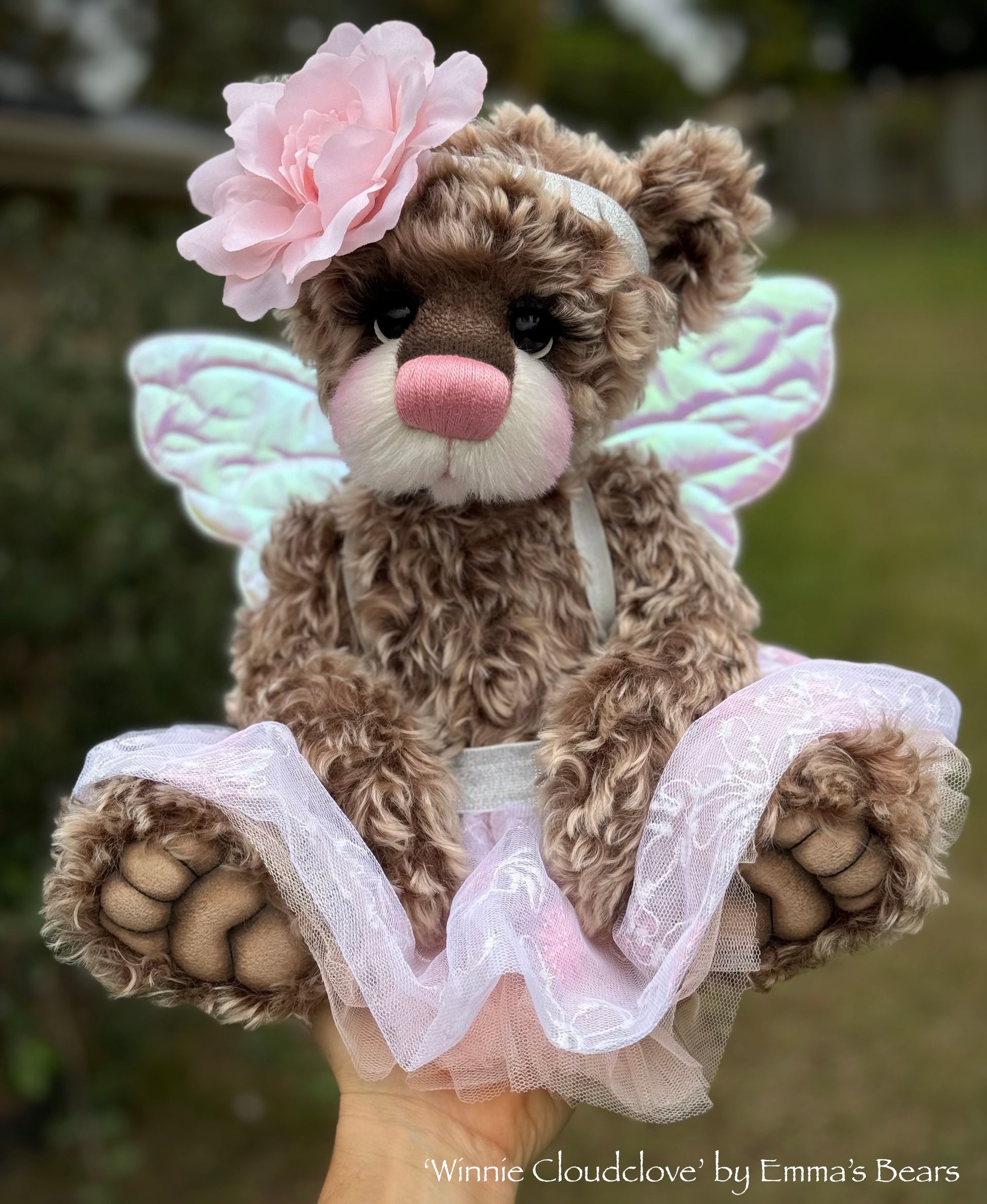 Winnie Cloudclove - 18" Curly Tipped Mohair Artist Fairy Bear by Emma's Bears - OOAK