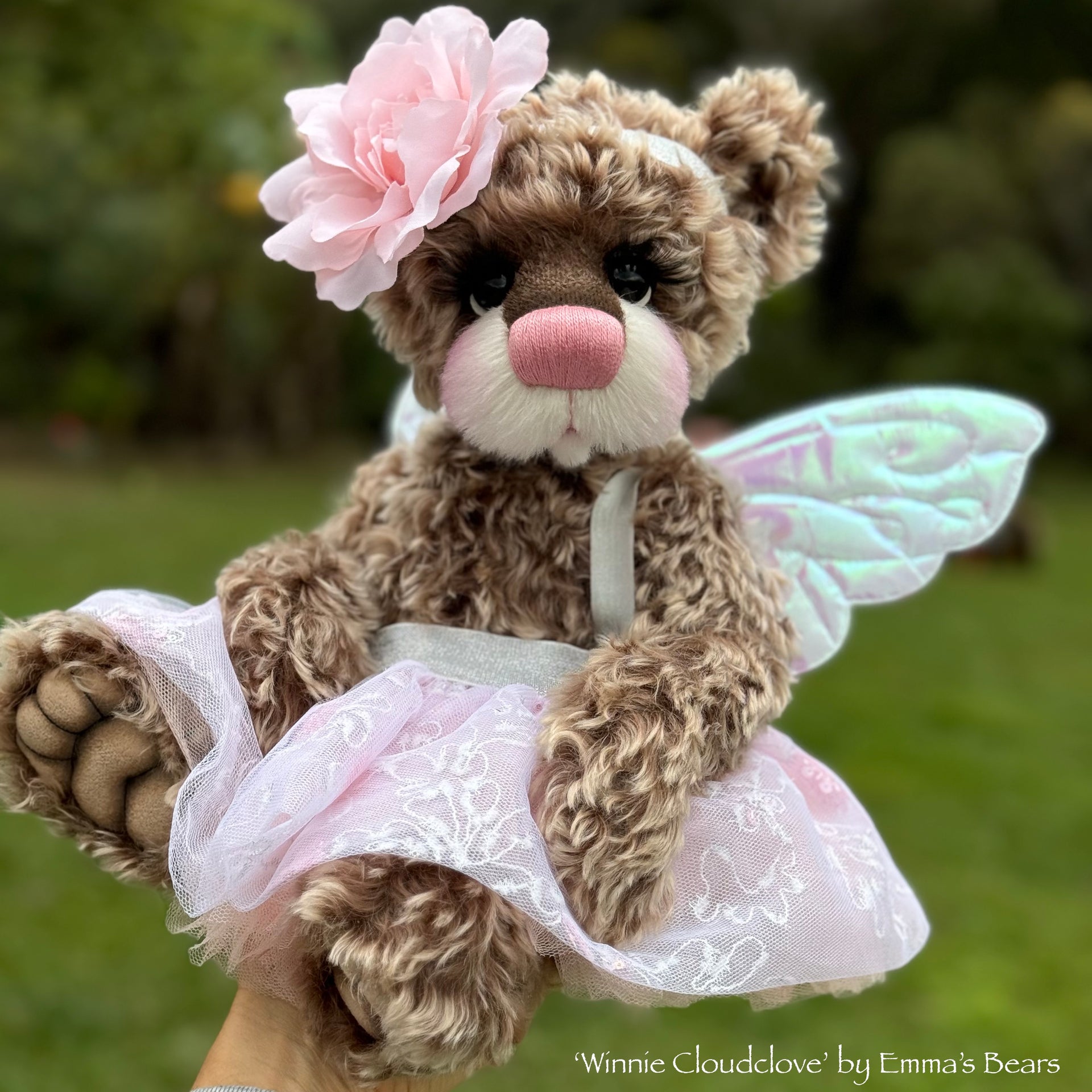 Winnie Cloudclove - 18" Curly Tipped Mohair Artist Fairy Bear by Emma's Bears - OOAK