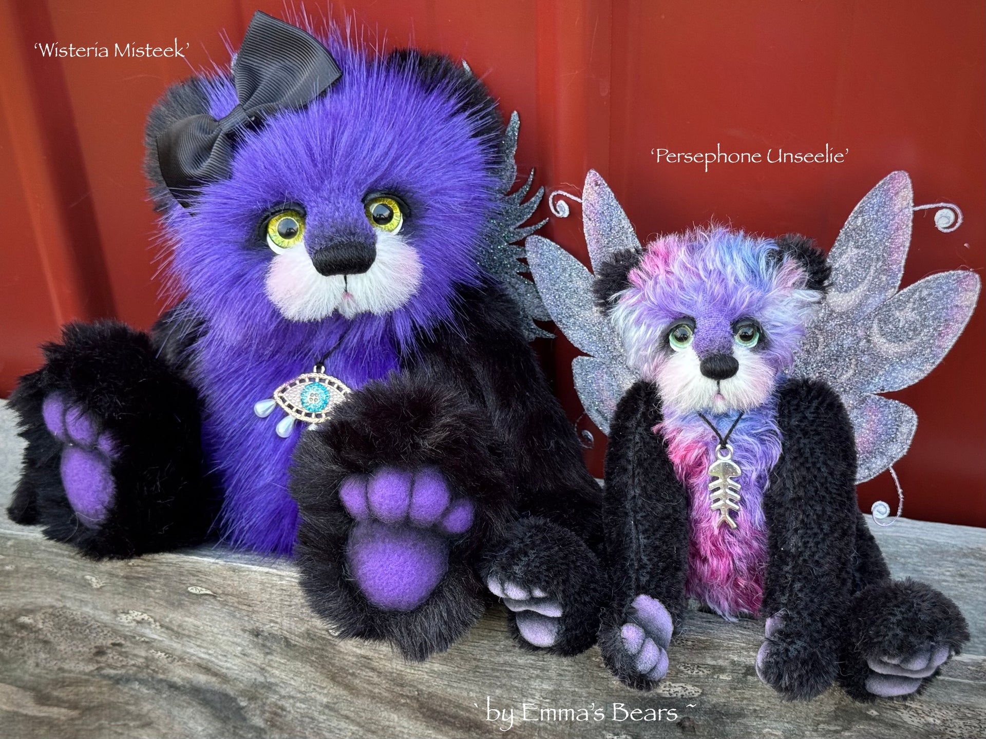 Wisteria Misteek - 10" Faux Fur artist fairy bear by Emma's Bears - OOAK