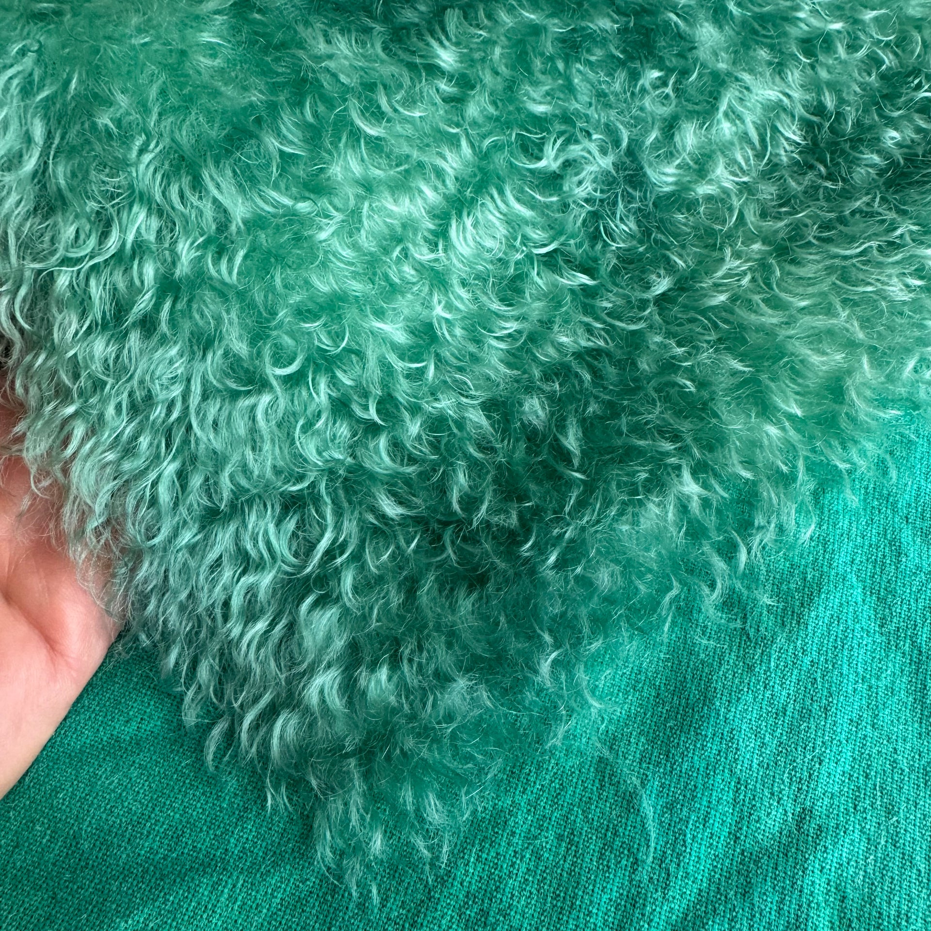Curlylocks Mohair - Hand Dyed Forest Teal Batik - Fat 1/8m - FEB082