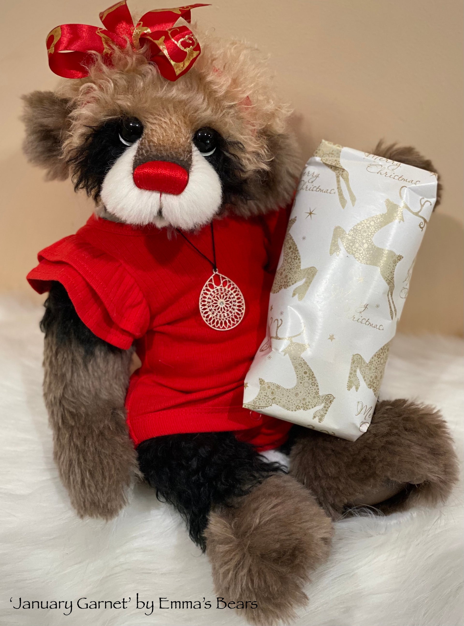 January Garnet - 18" Christmas 2023 Artist Bear by Emma's Bears - OOAK