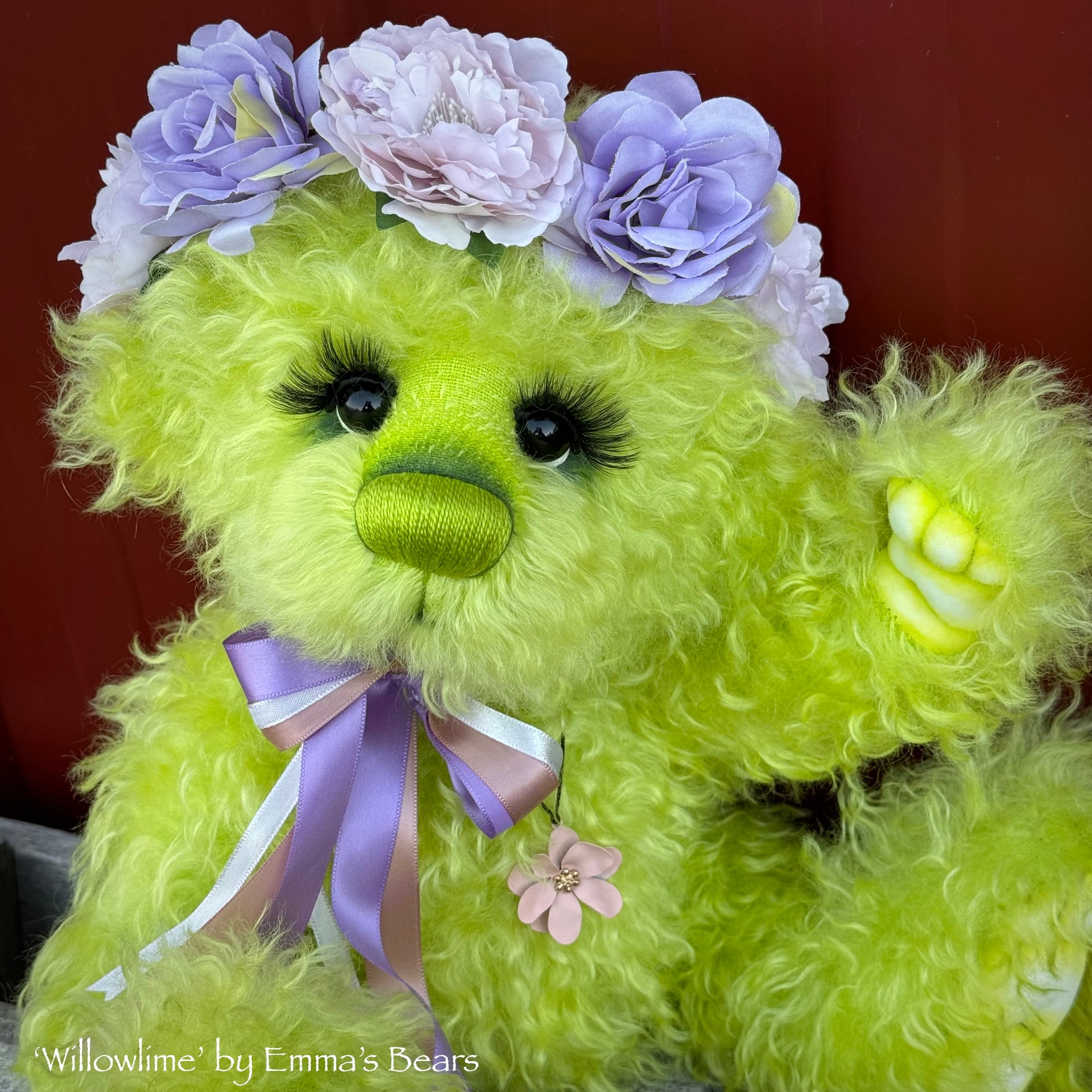 Willowlime - 16" Hand-Dyed Curlylocks Mohair Bear by Emma's Bears - OOAK