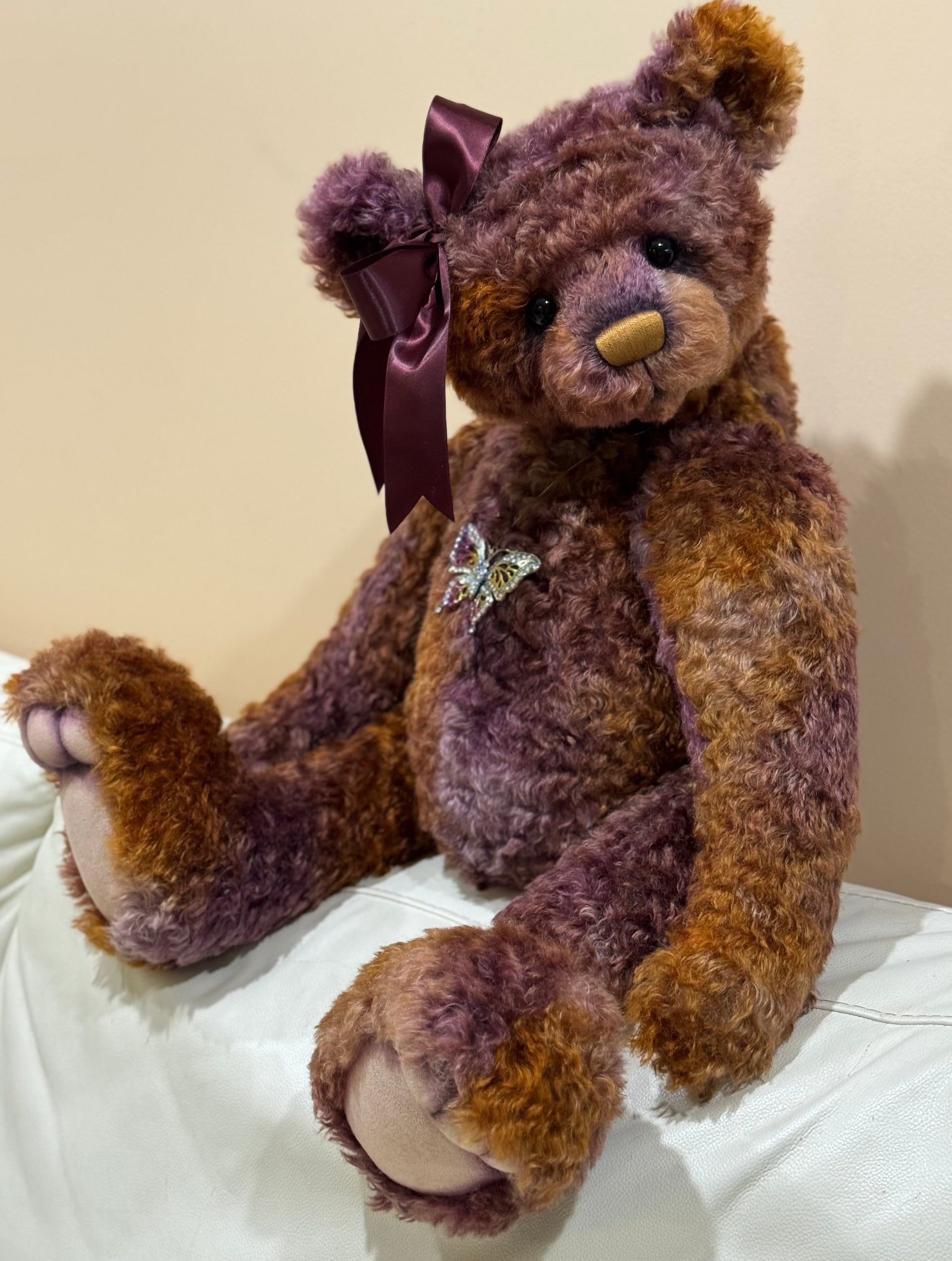 Aubrey - 29" hand dyed curly kid mohair bear by Emmas Bears - OOAK
