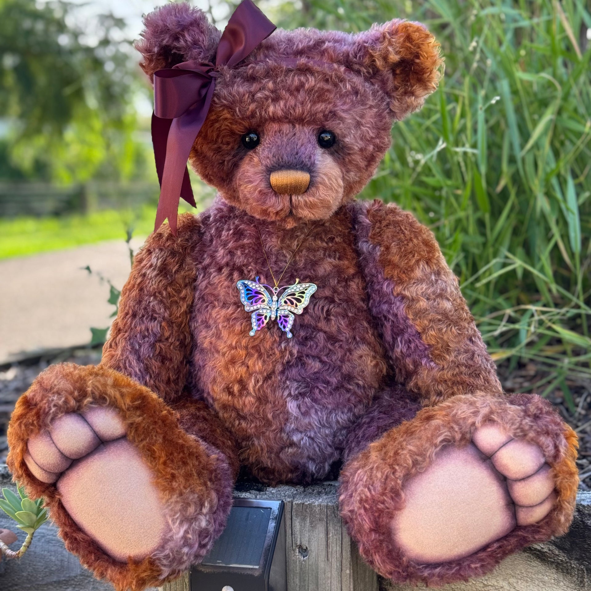 Aubrey - 29" hand dyed curly kid mohair bear by Emmas Bears - OOAK