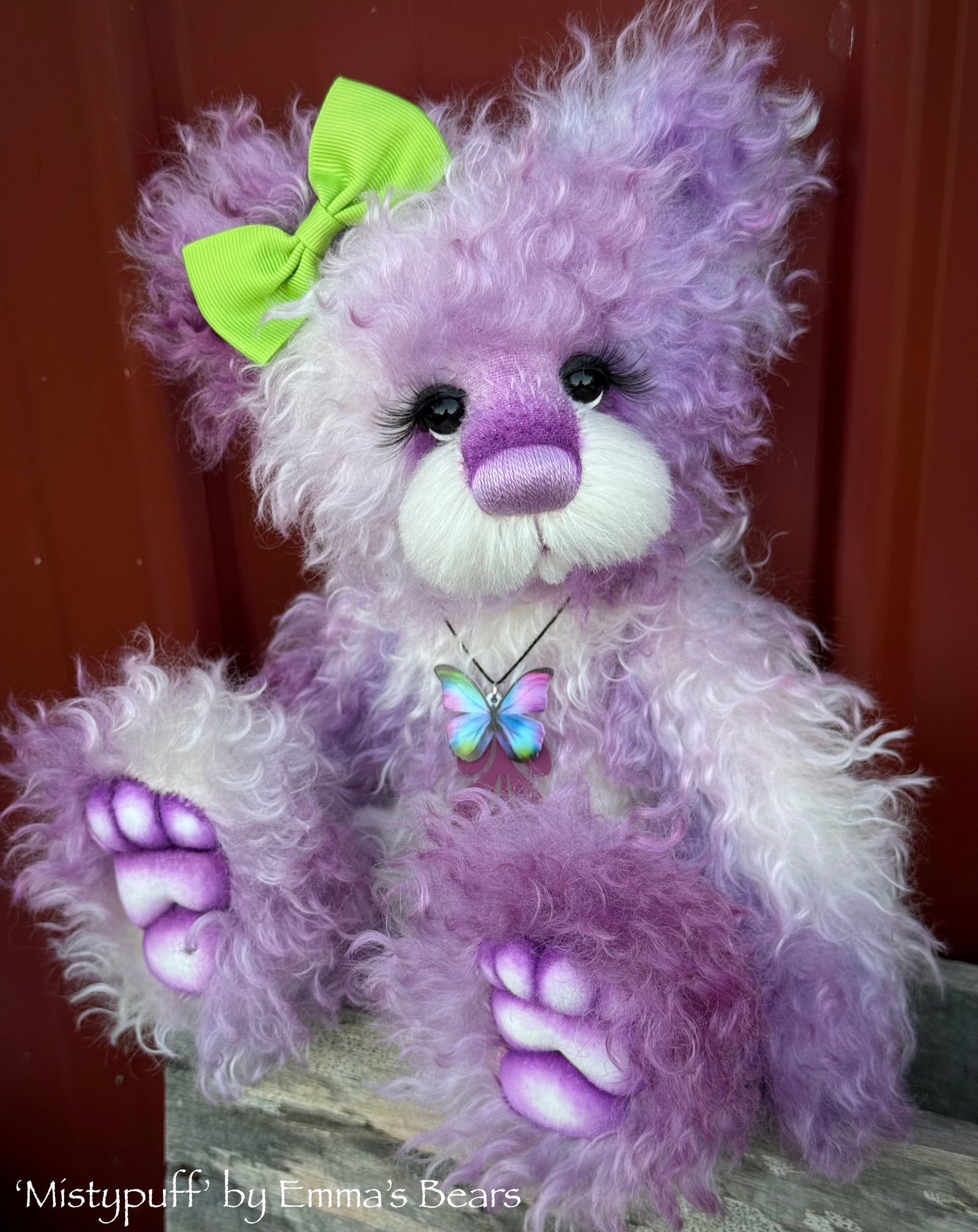 Mistypuff - 13" Hand-Dyed Curlylocks Mohair Bear by Emma's Bears - OOAK