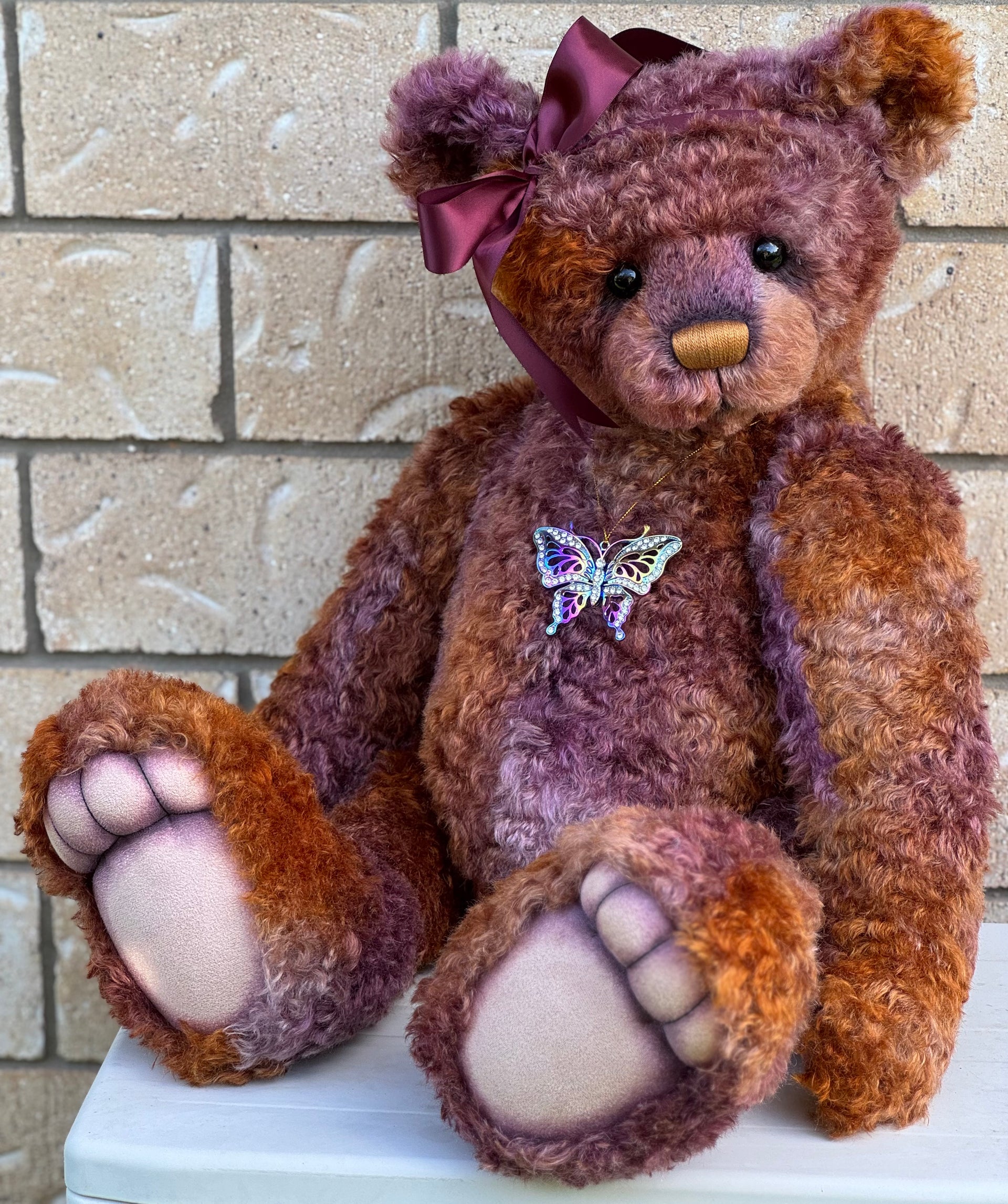 Aubrey - 29" hand dyed curly kid mohair bear by Emmas Bears - OOAK