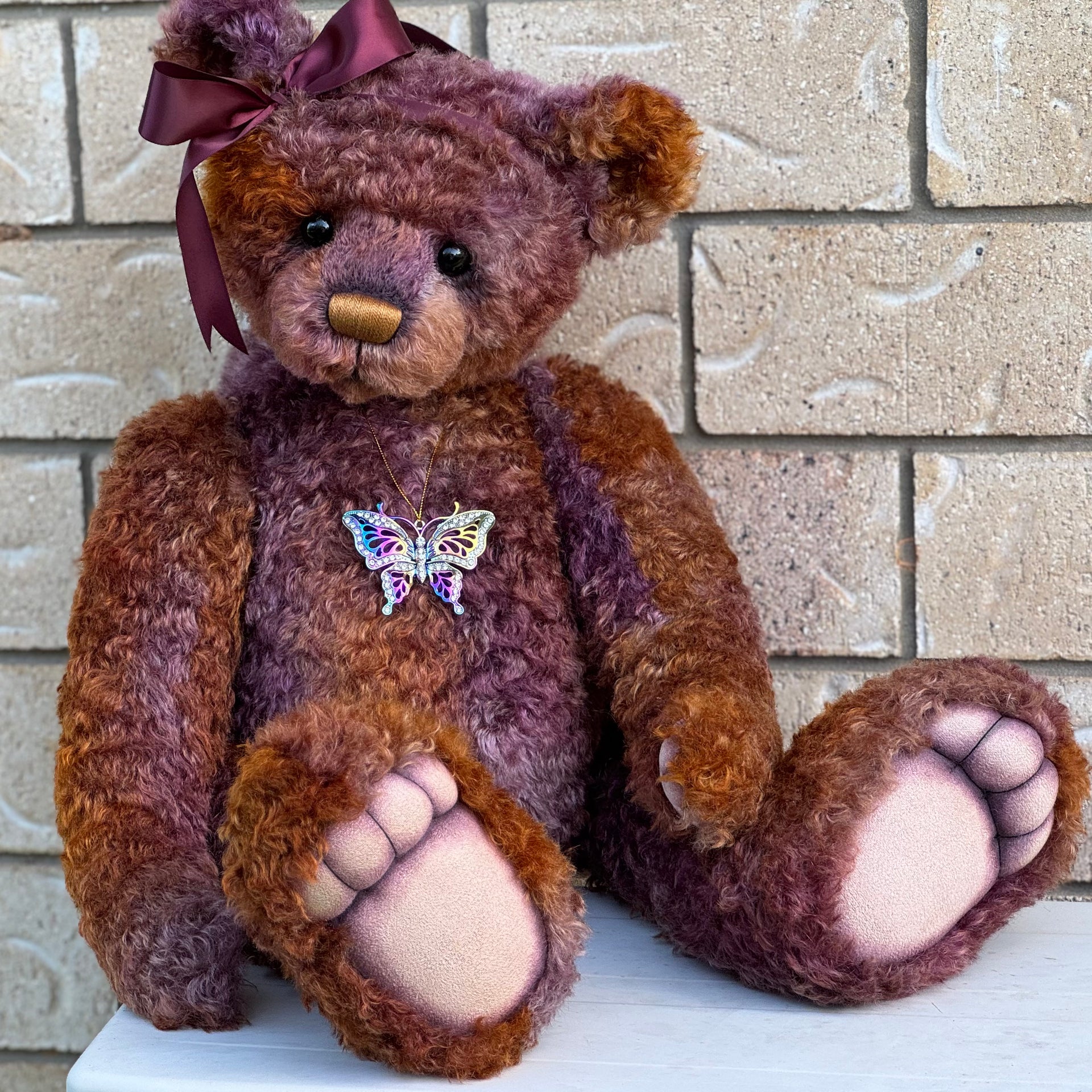 Aubrey - 29" hand dyed curly kid mohair bear by Emmas Bears - OOAK
