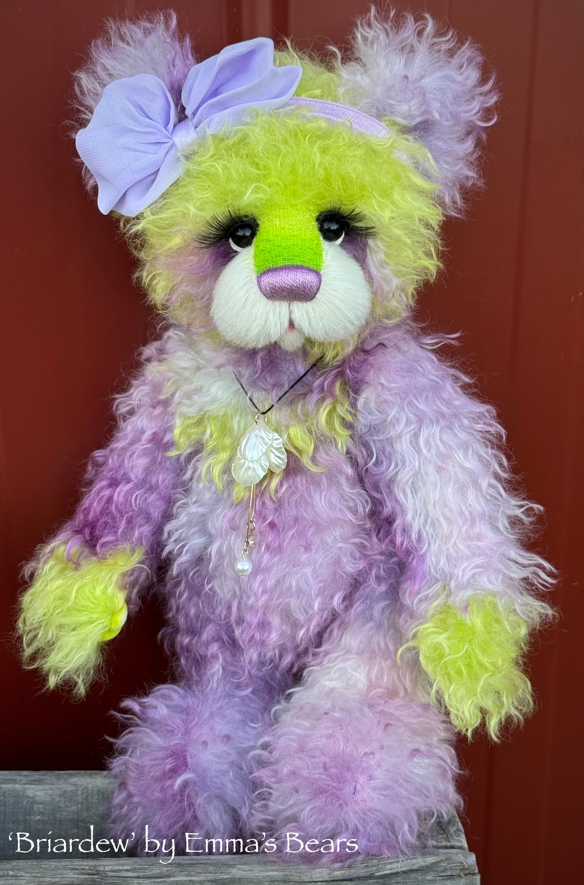 Briardew - 13" Hand-Dyed Curlylocks Mohair Bear by Emma's Bears - OOAK