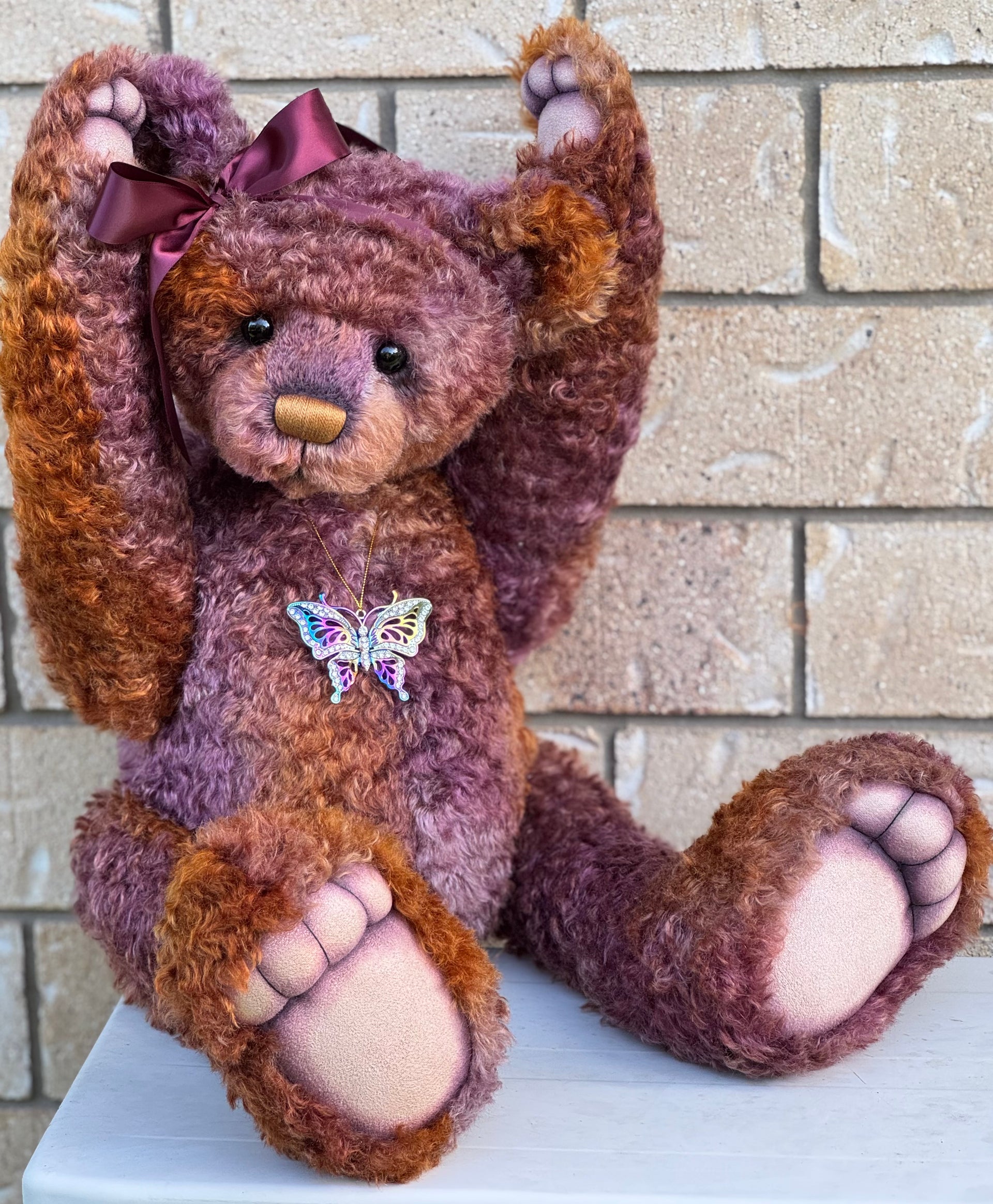 Aubrey - 29" hand dyed curly kid mohair bear by Emmas Bears - OOAK