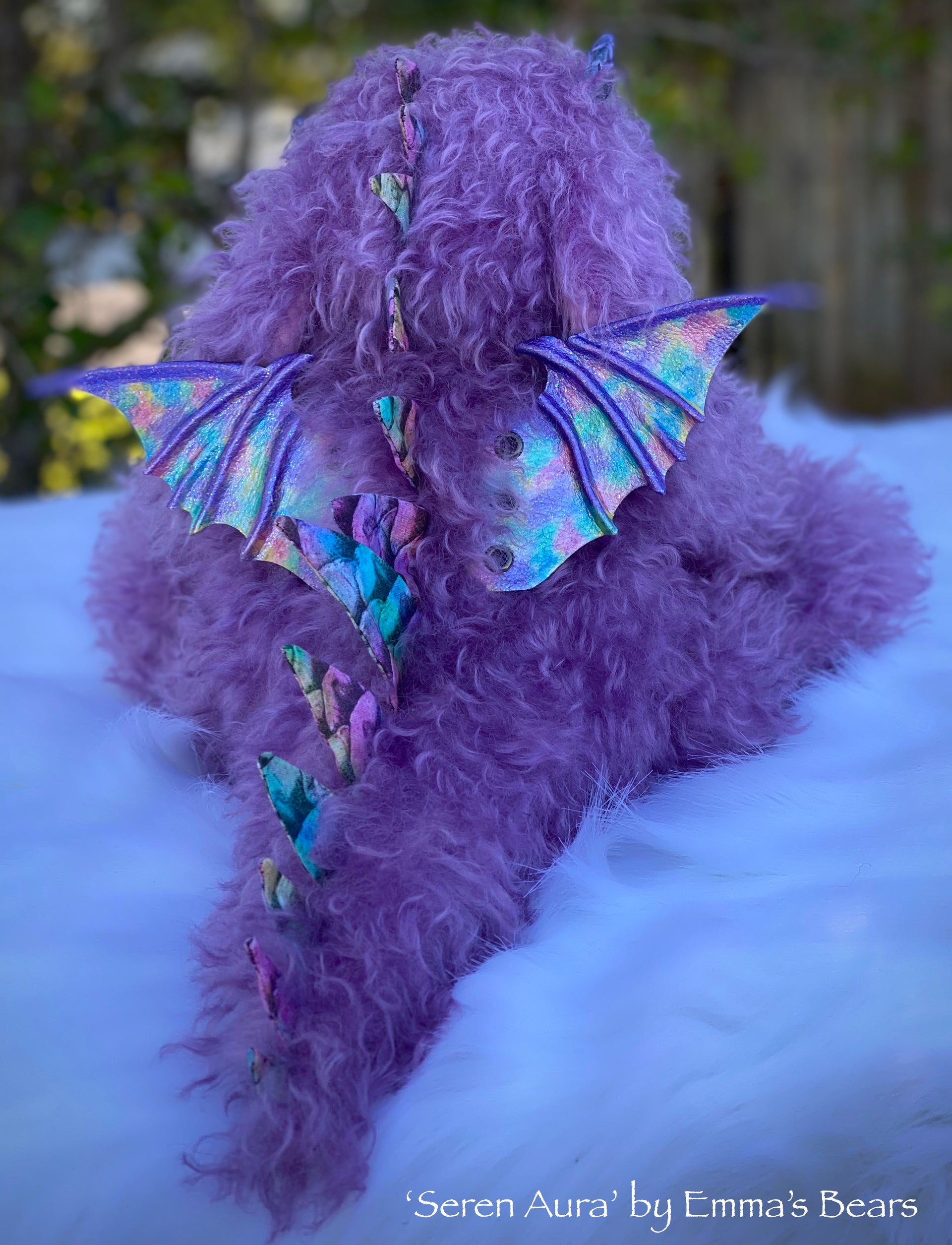 Seren Aura - 15" hand-dyed curlylocks mohair Artist Baby Dragon by Emmas Bears - OOAK