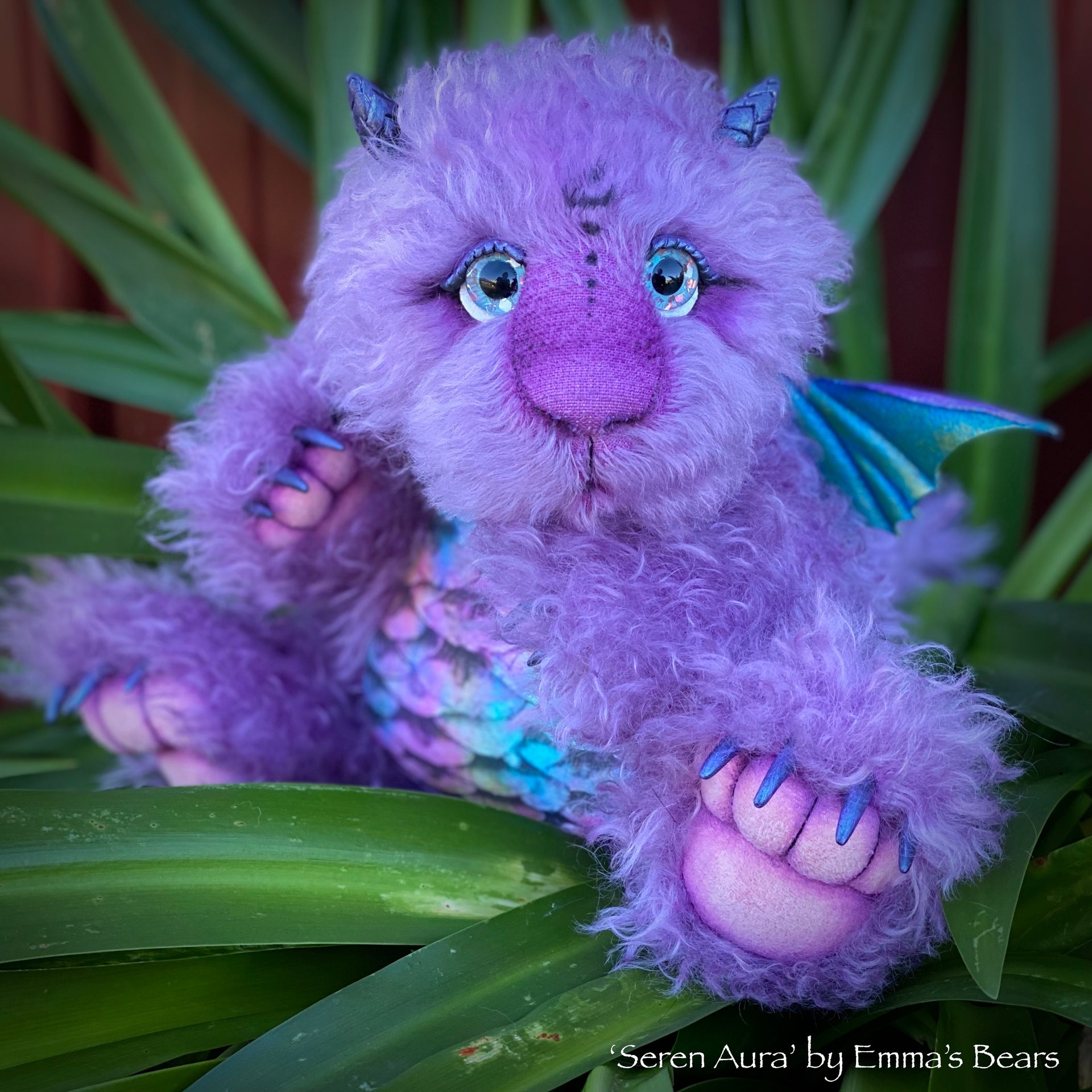 Seren Aura - 15" hand-dyed curlylocks mohair Artist Baby Dragon by Emmas Bears - OOAK