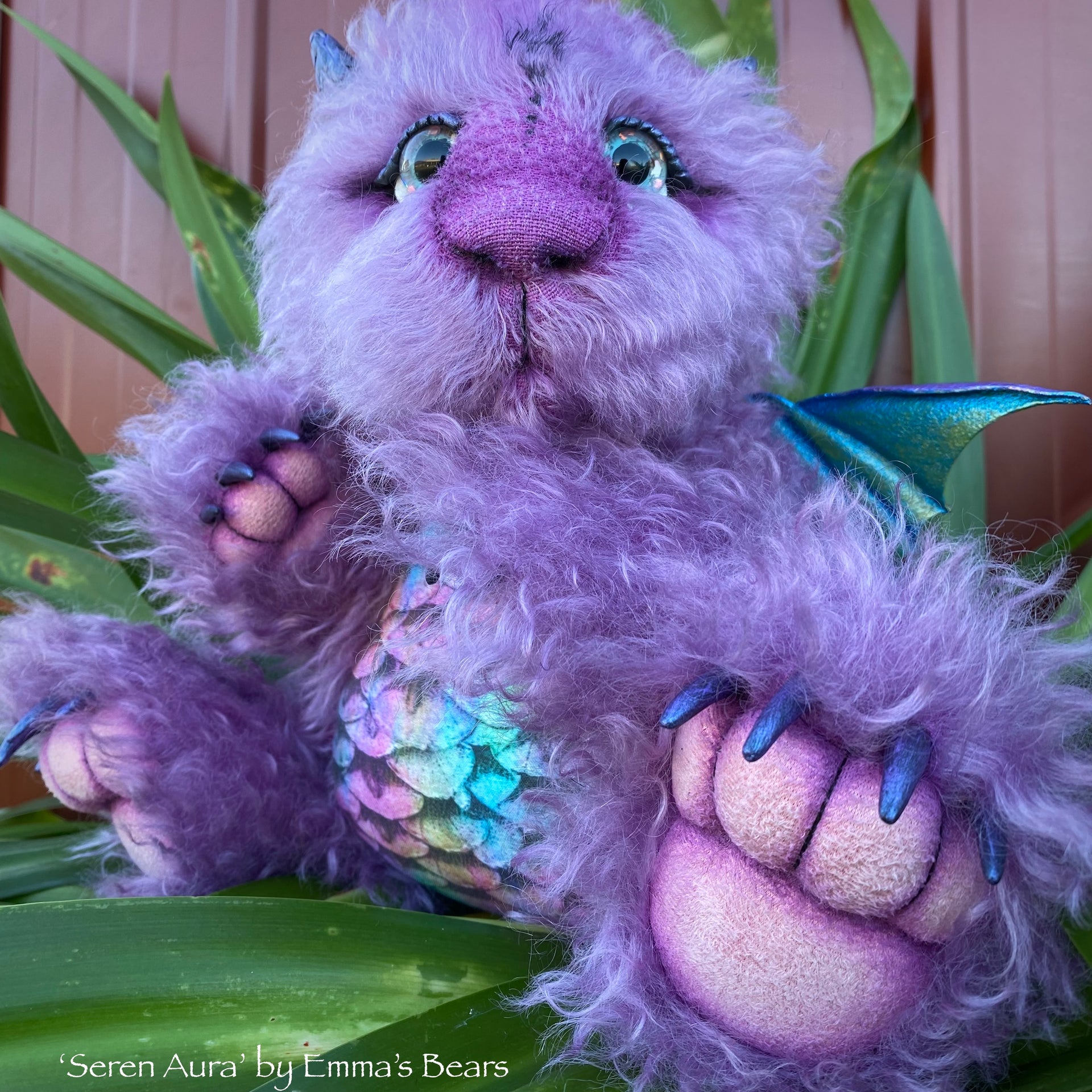 Seren Aura - 15" hand-dyed curlylocks mohair Artist Baby Dragon by Emmas Bears - OOAK