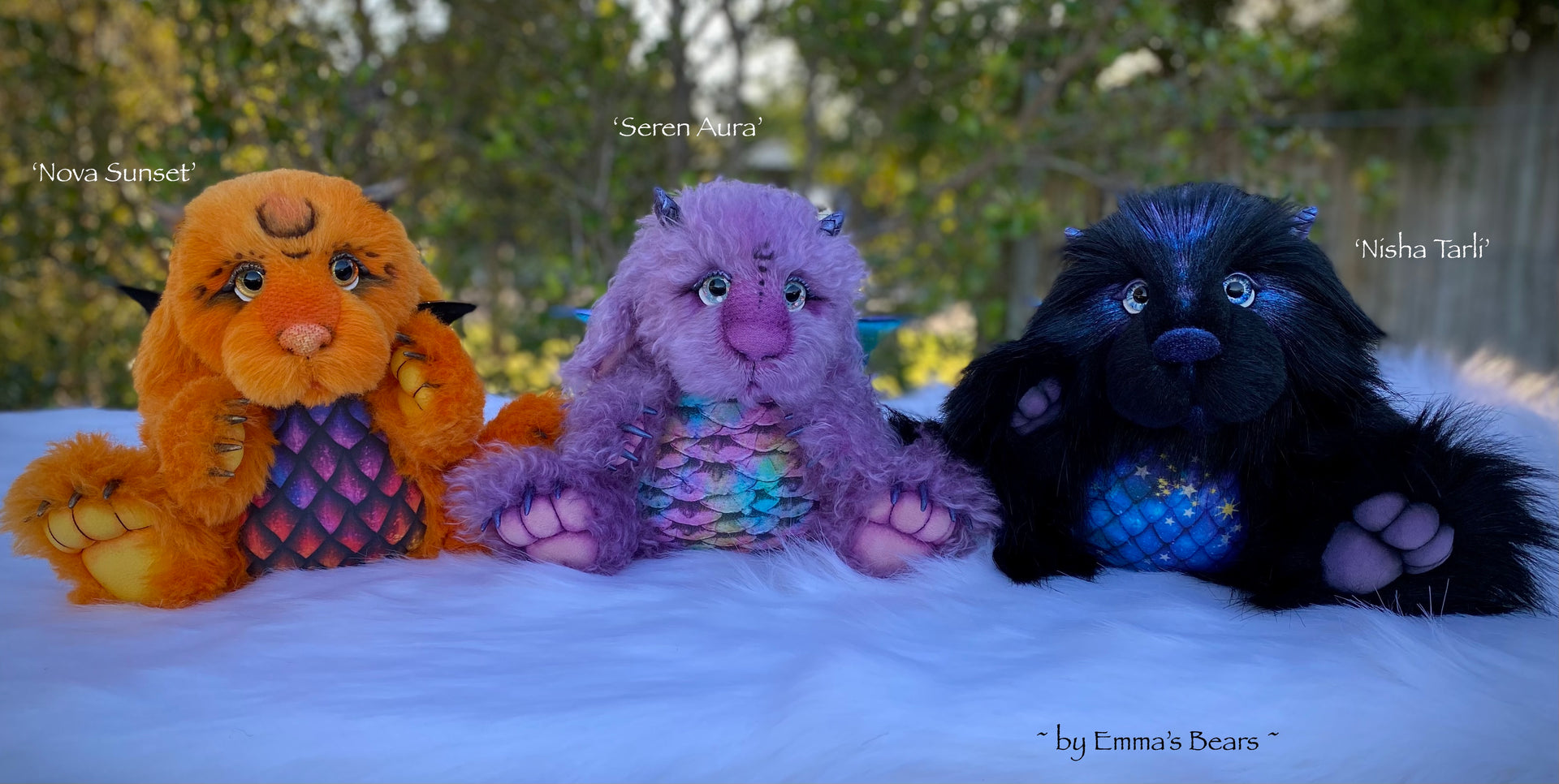 Seren Aura - 15" hand-dyed curlylocks mohair Artist Baby Dragon by Emmas Bears - OOAK