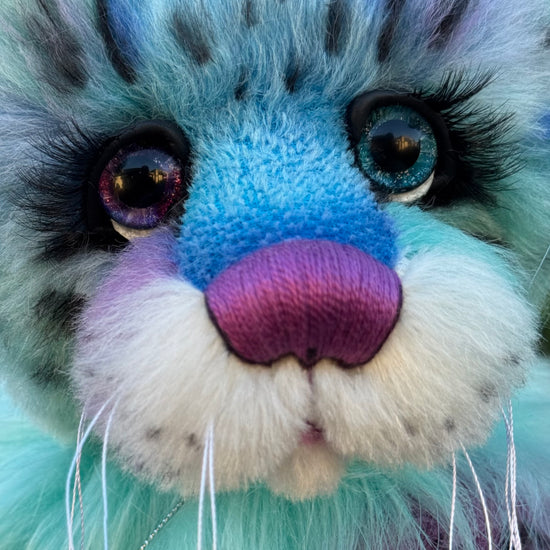 Aurora Papillon - 18" hand dyed alpaca and faux fur snow leopard fantasy bear by Emmas Bears - OOAK