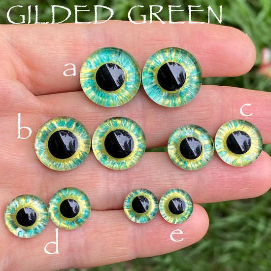 Hand Painted Eyes - Gilded Green