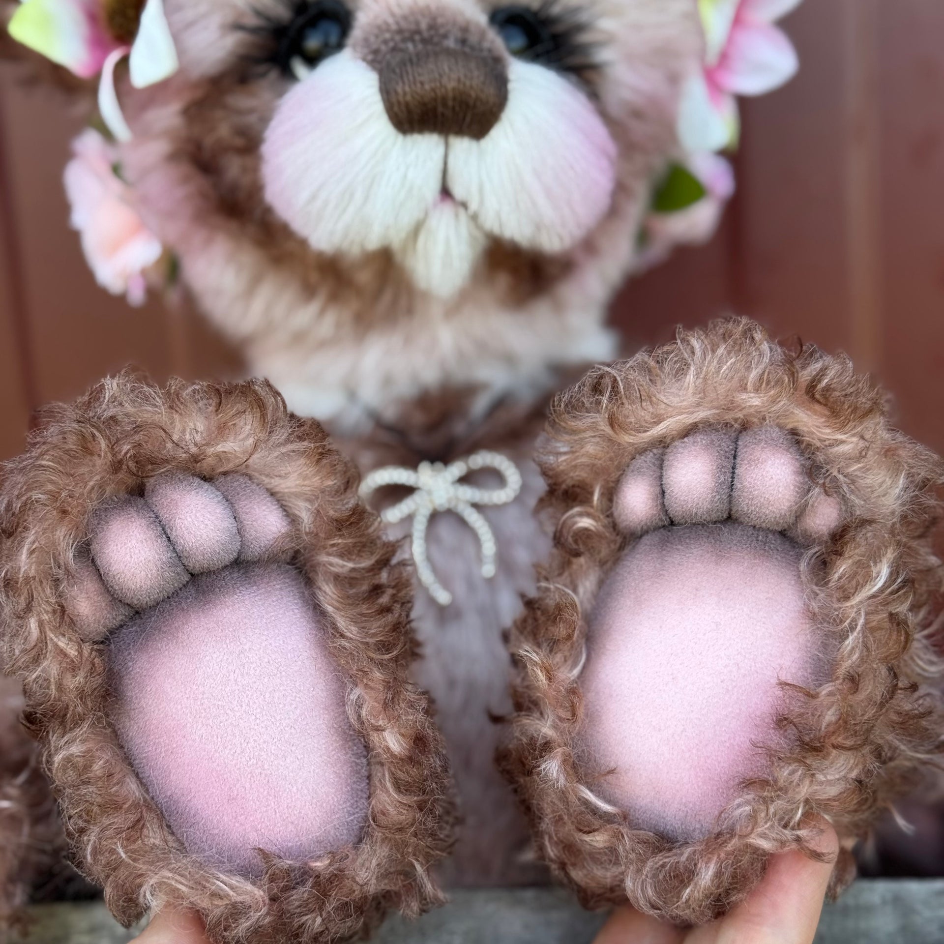Daisy-Grace - 14" Hand-dyed alpaca and curly kid mohair Artist Bear by Emma's Bears - OOAK