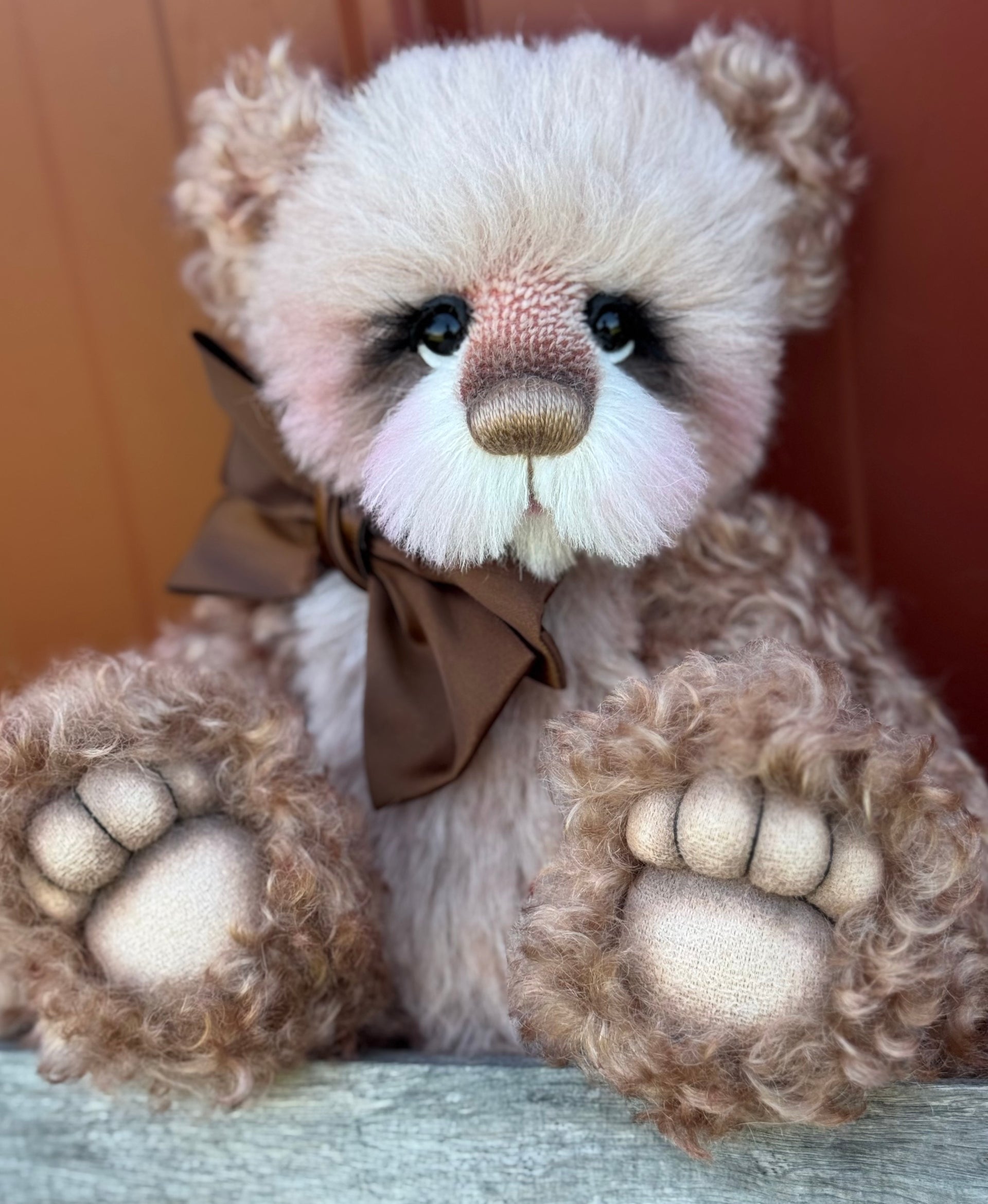 Angus-Acorn - 11" Hand-dyed curly kid mohair Artist Bear by Emma's Bears - OOAK