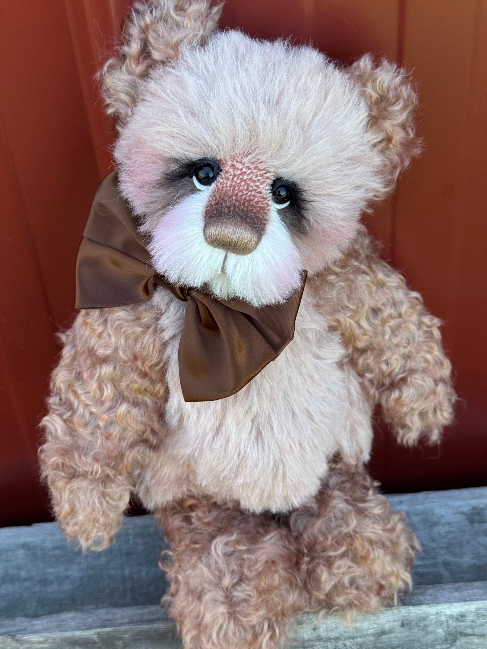 Angus-Acorn - 11" Hand-dyed curly kid mohair Artist Bear by Emma's Bears - OOAK