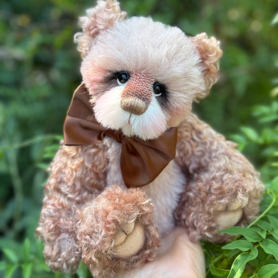 Angus-Acorn - 11" Hand-dyed curly kid mohair Artist Bear by Emma's Bears - OOAK