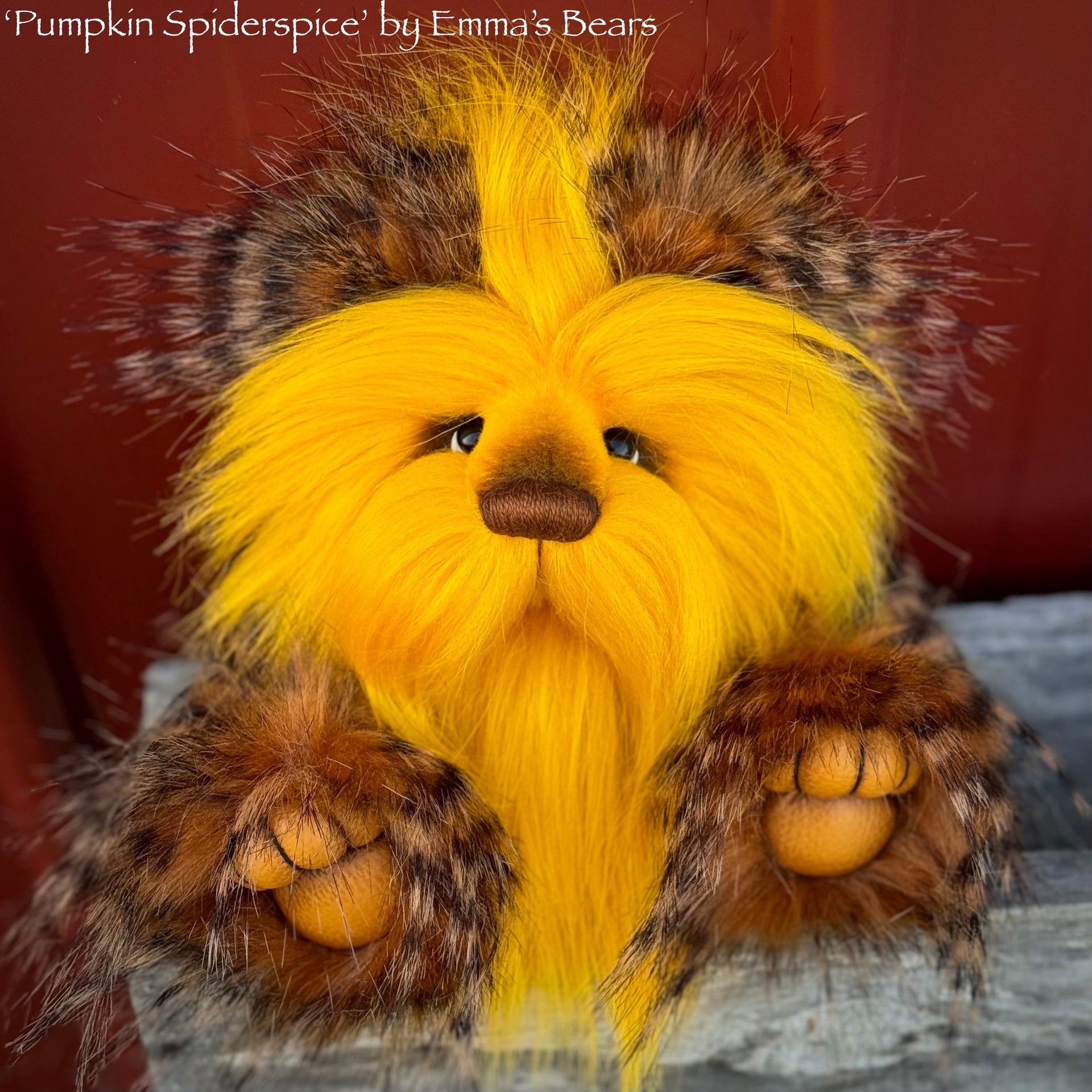 Pumpkin Spiderspice - 9" faux fur Artist Bear by Emma's Bears - OOAK