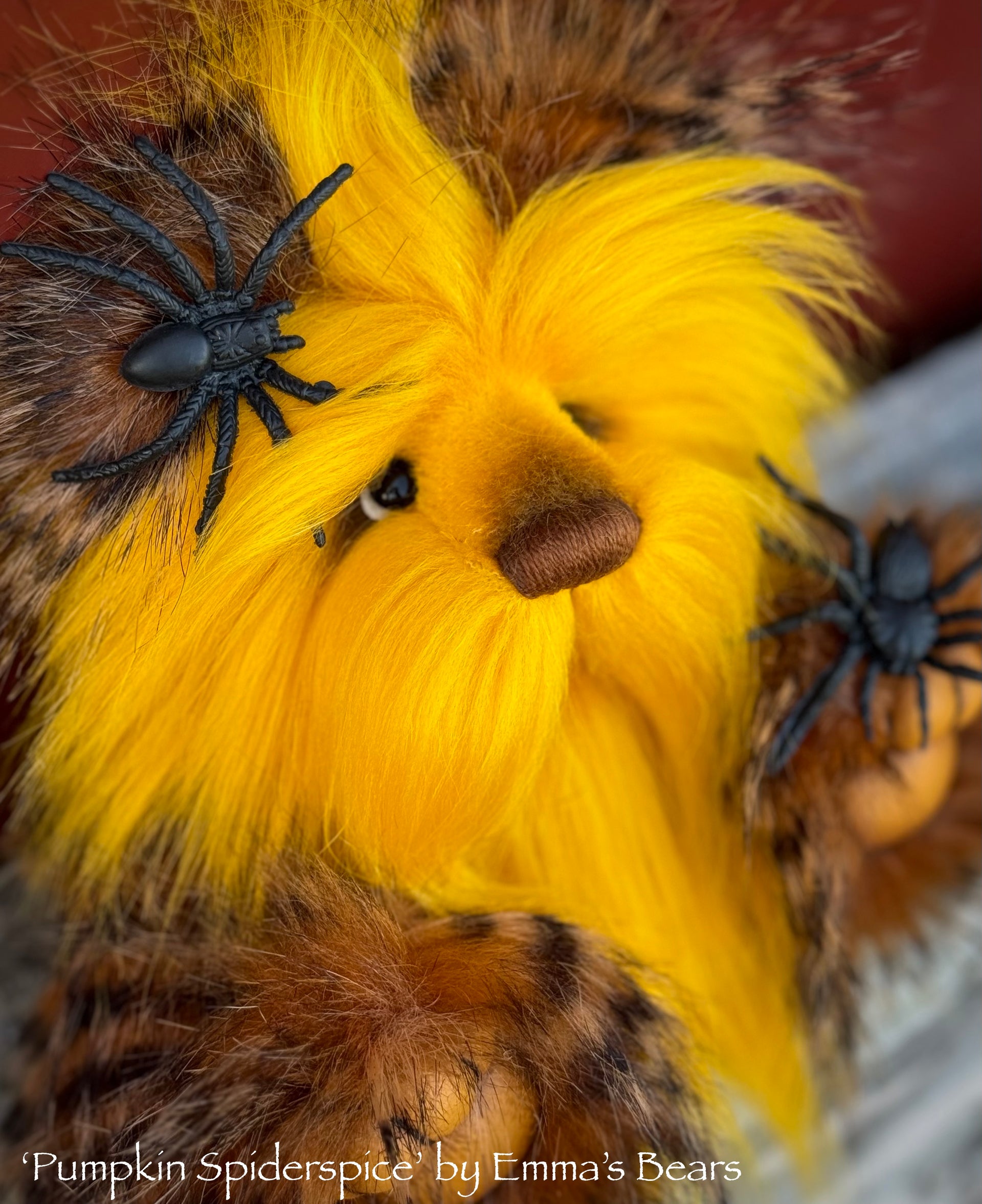 Pumpkin Spiderspice - 9" faux fur Artist Bear by Emma's Bears - OOAK