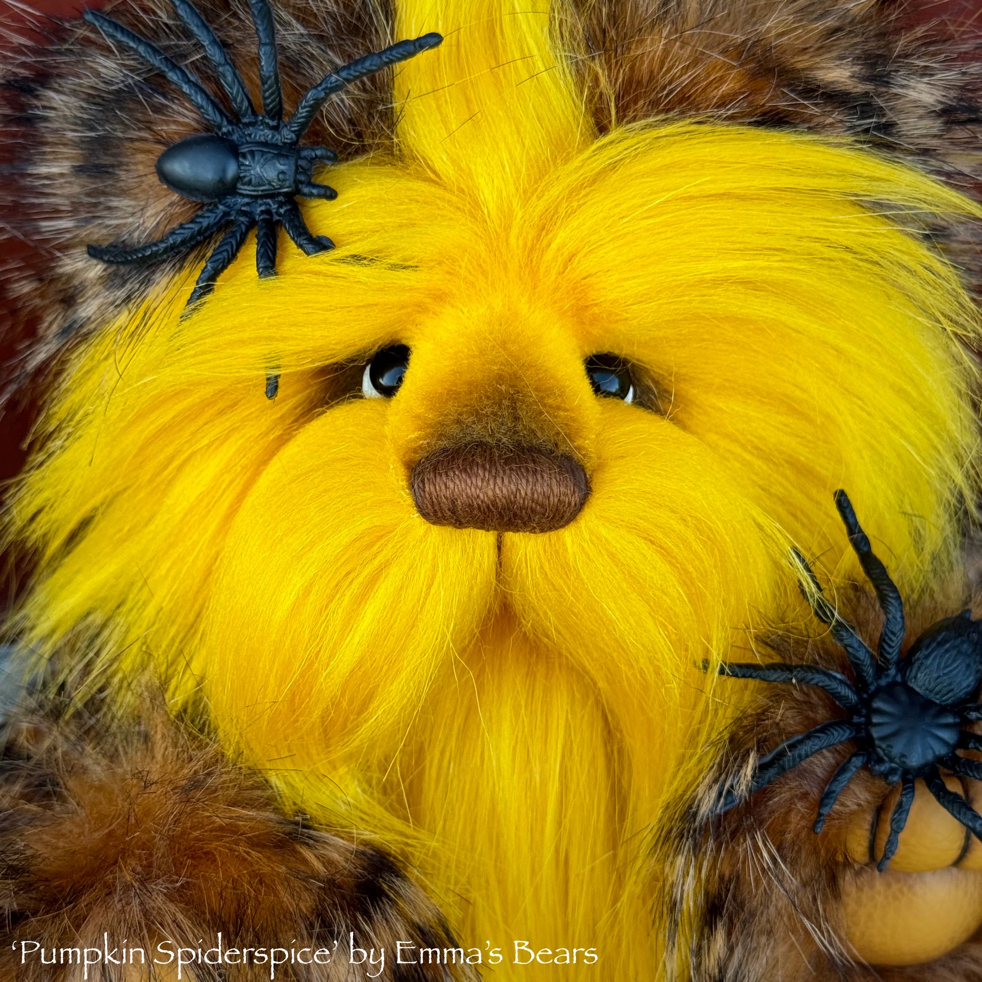 Pumpkin Spiderspice - 9" faux fur Artist Bear by Emma's Bears - OOAK