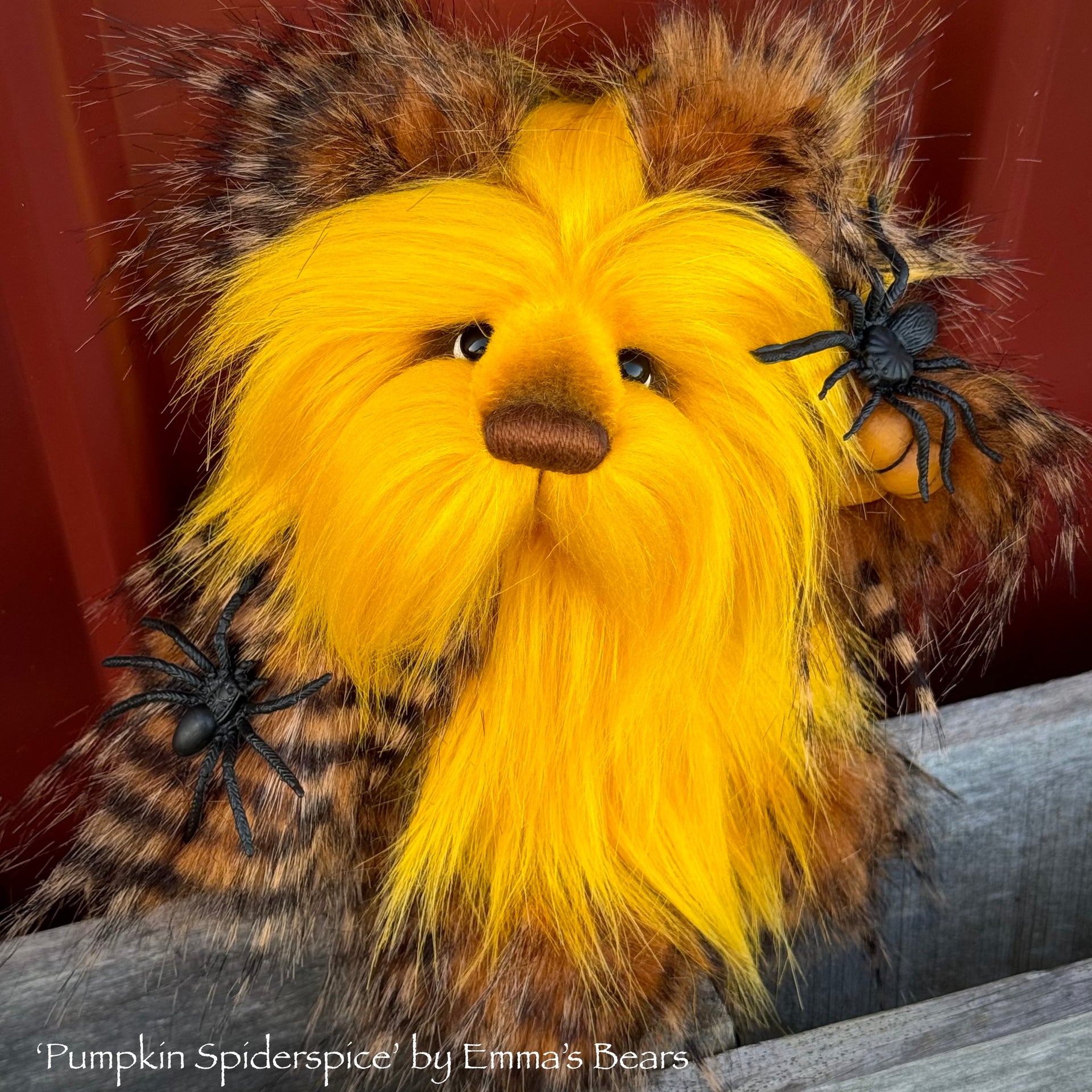 Pumpkin Spiderspice - 9" faux fur Artist Bear by Emma's Bears - OOAK