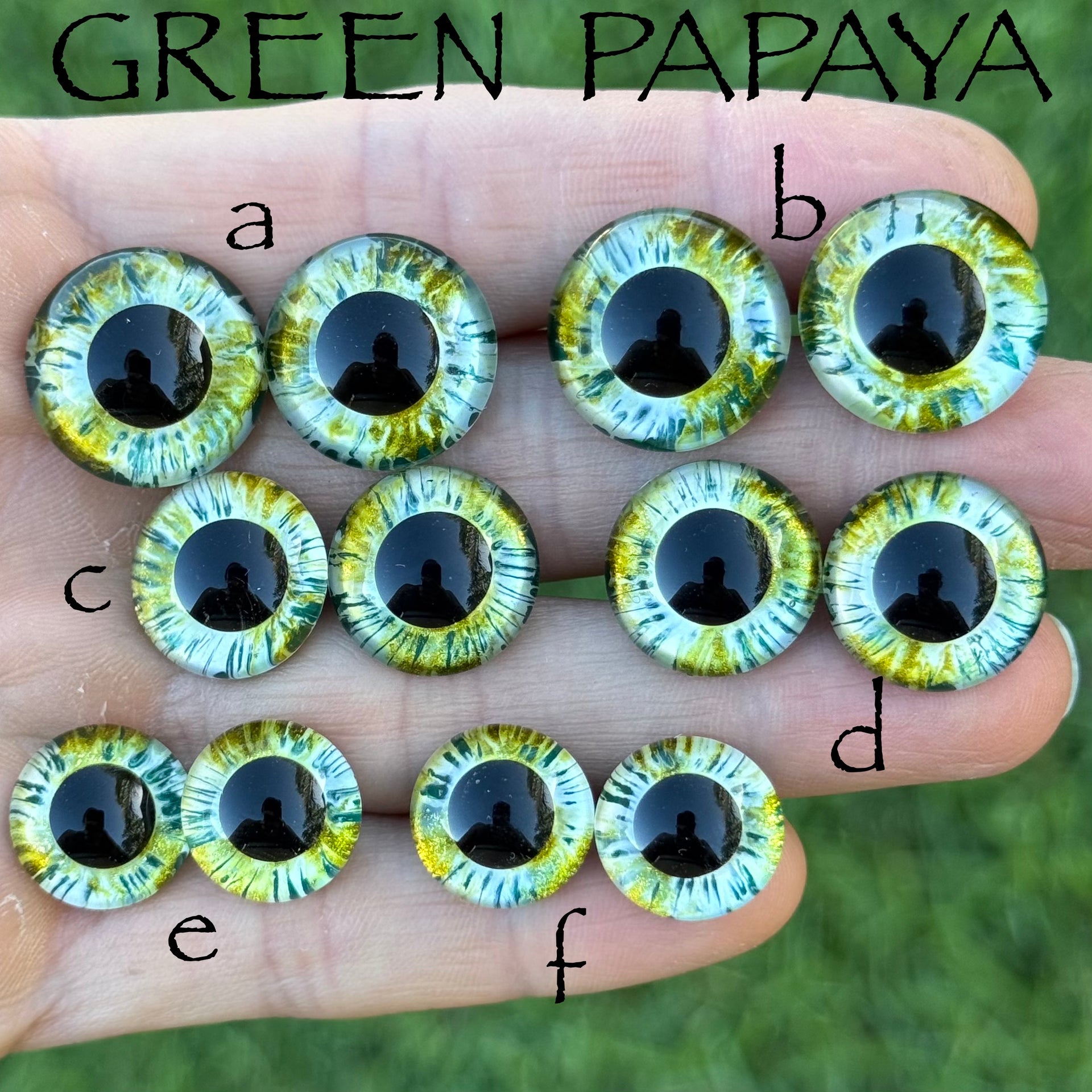 Hand Painted Eyes - Green Papaya