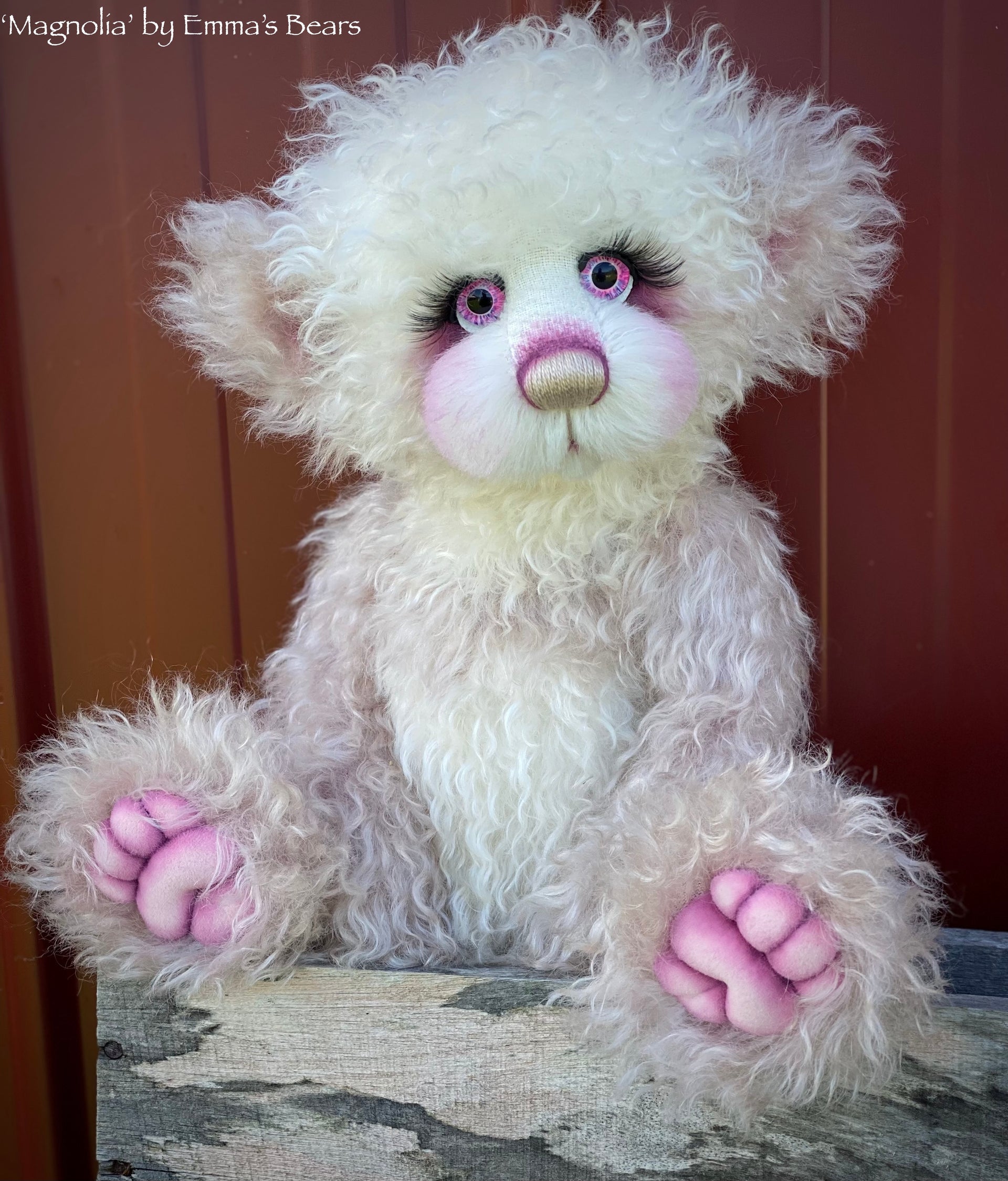 Magnolia - 16" Hand-dyed Curlylocks and Alpaca artist bear by Emma's Bears - OOAK