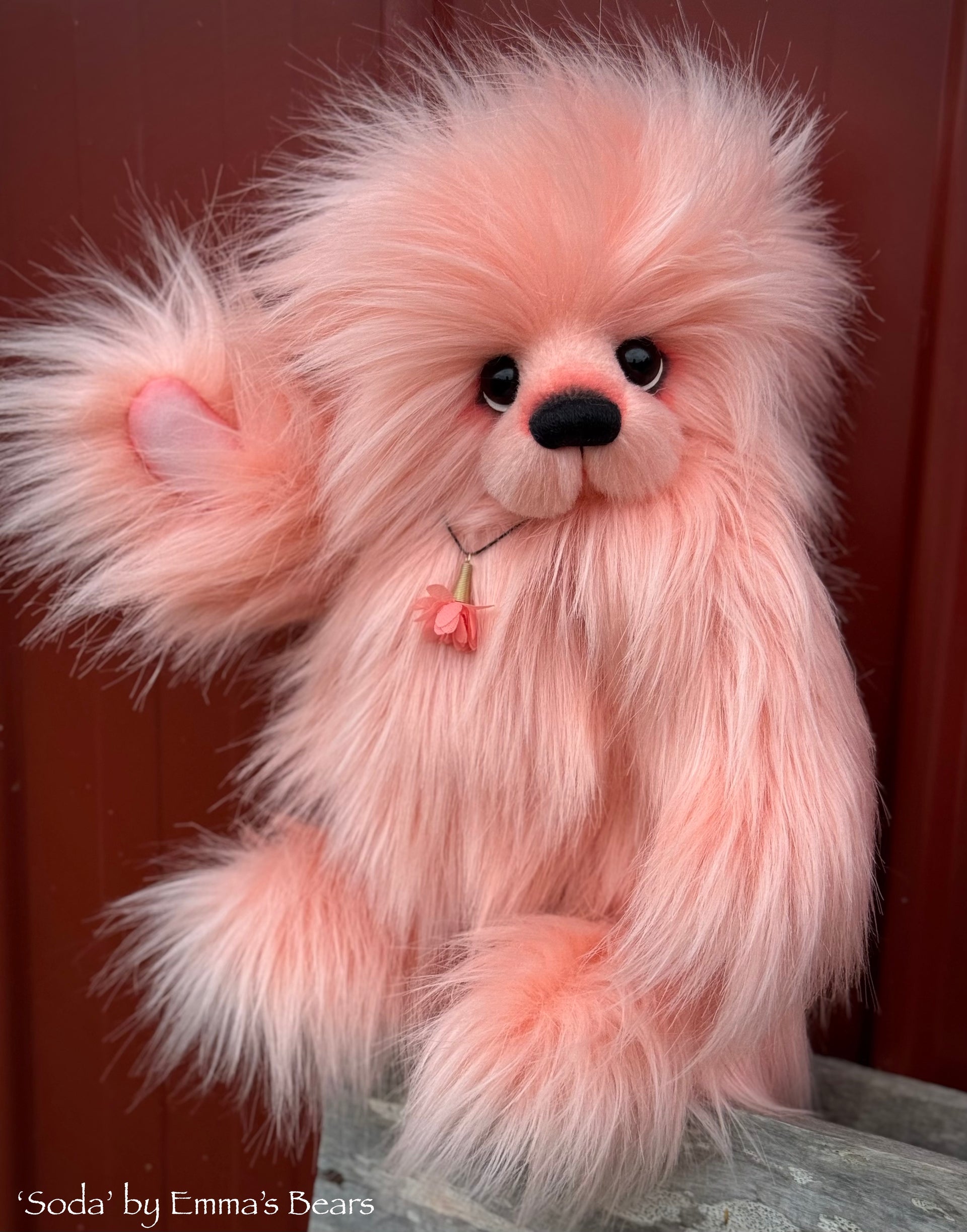 Soda - 13.5" Peach Faux Fur Artist Bear by Emma's Bears - OOAK