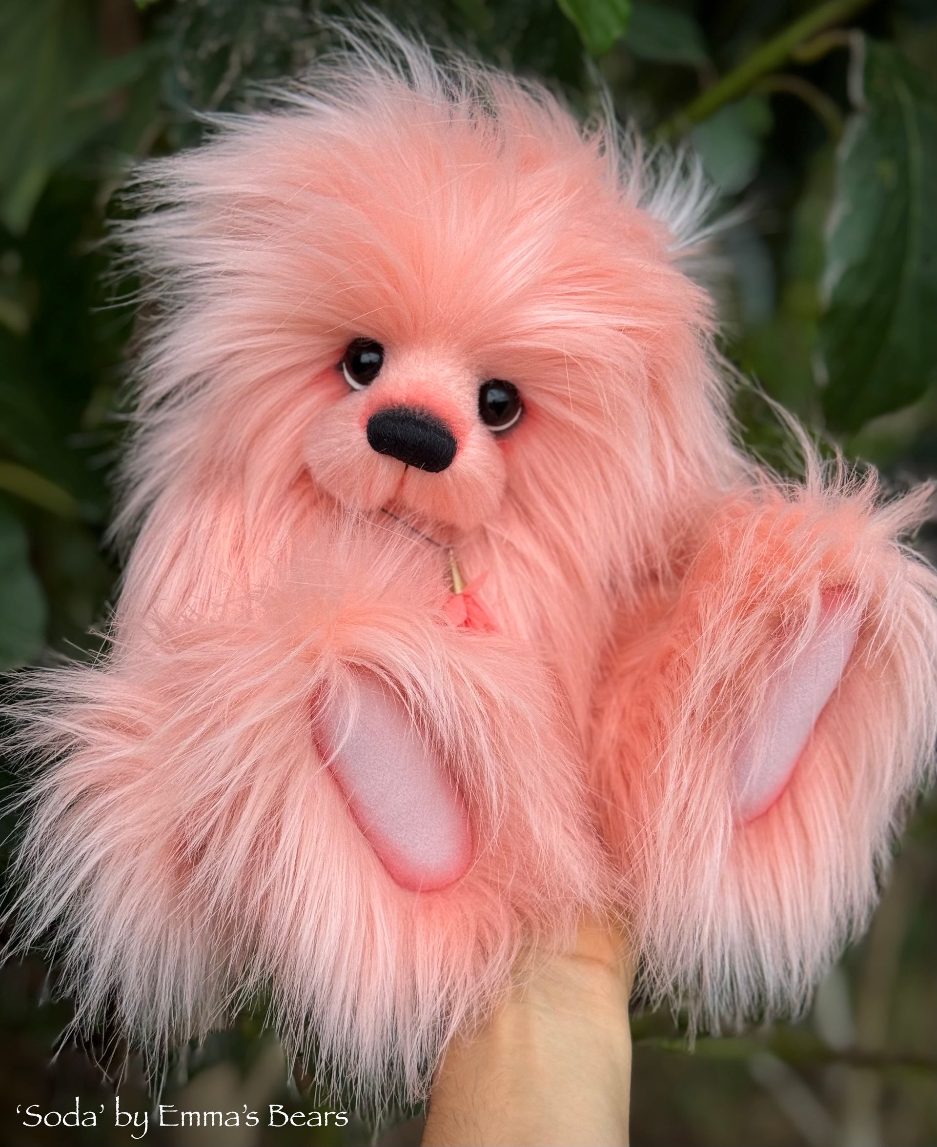 Soda - 13.5" Peach Faux Fur Artist Bear by Emma's Bears - OOAK