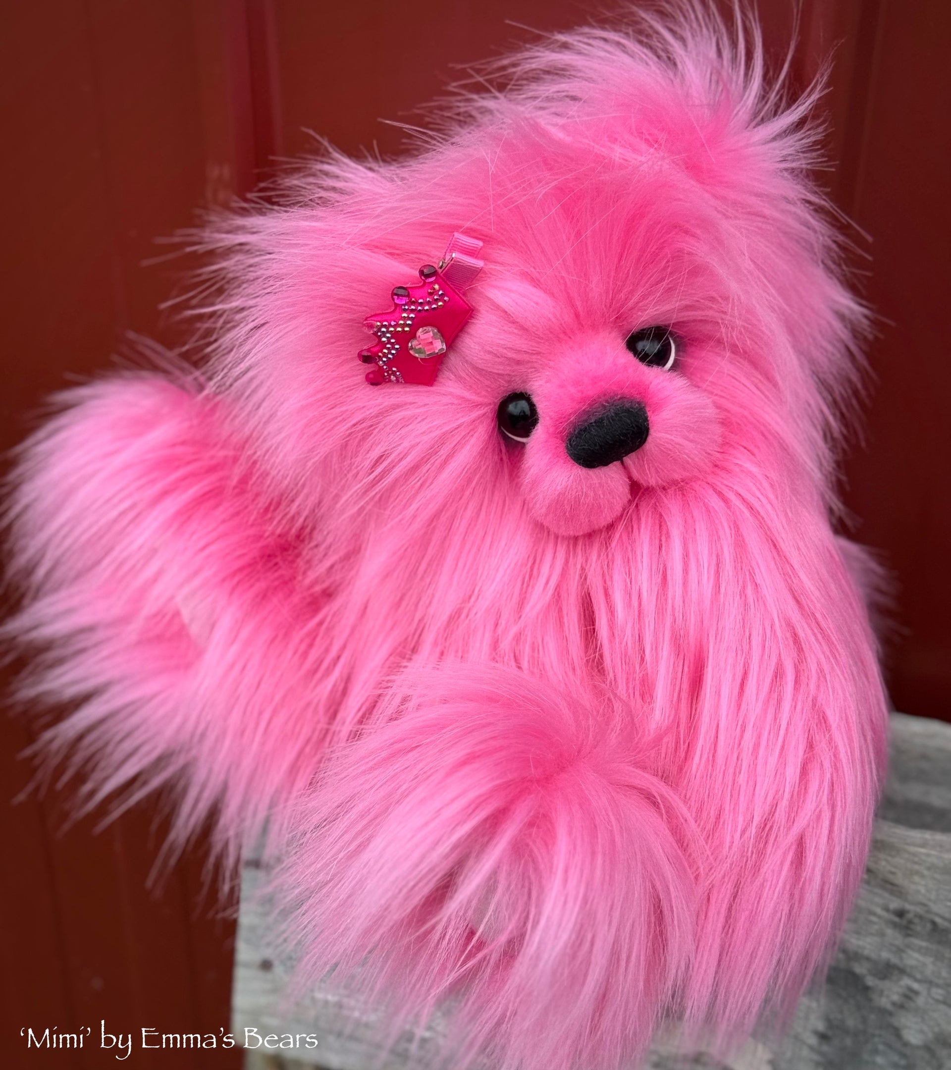 Mimi - 13.5" Pink Faux Fur Artist Bear by Emma's Bears - OOAK