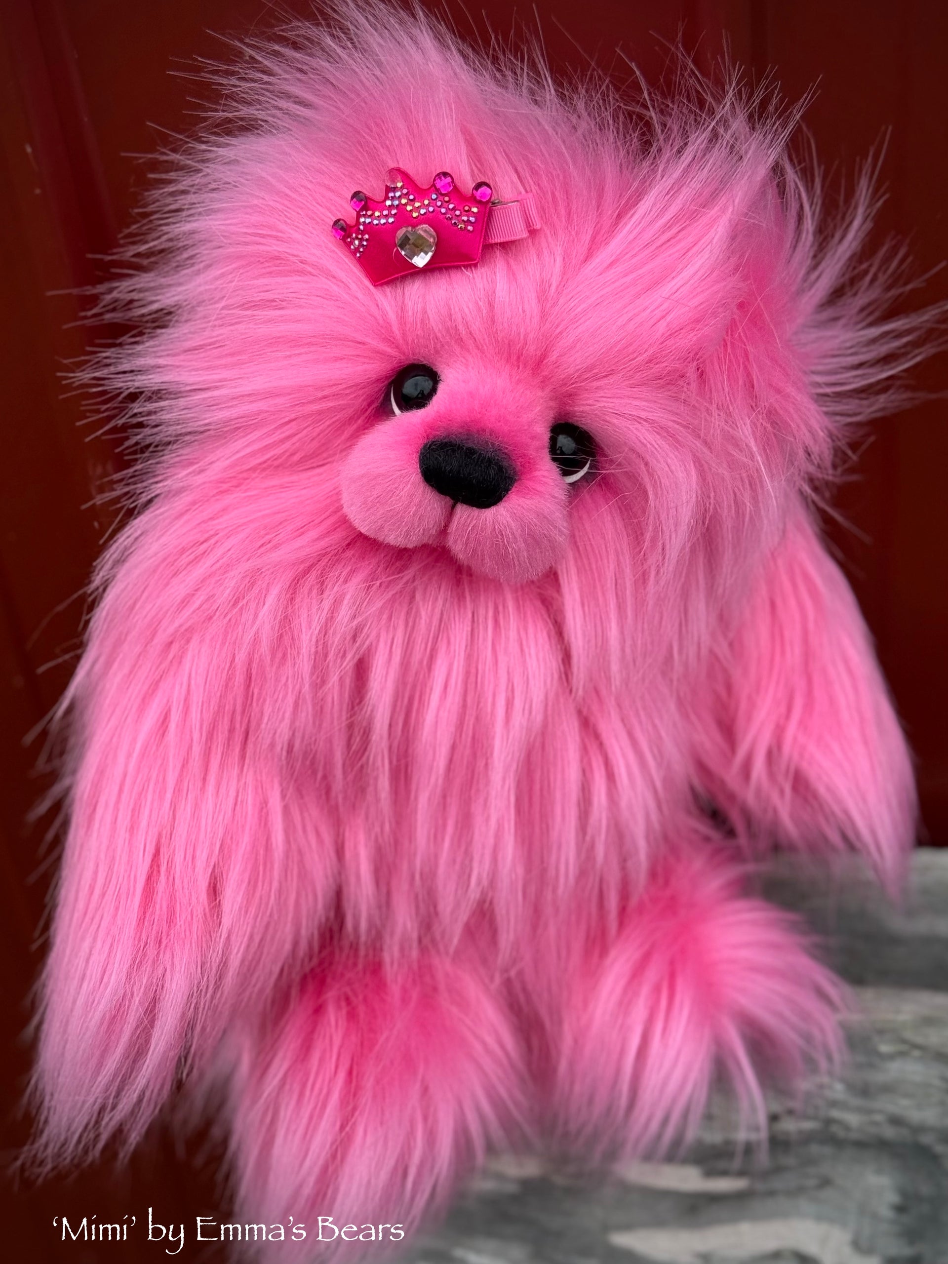 Mimi - 13.5" Pink Faux Fur Artist Bear by Emma's Bears - OOAK