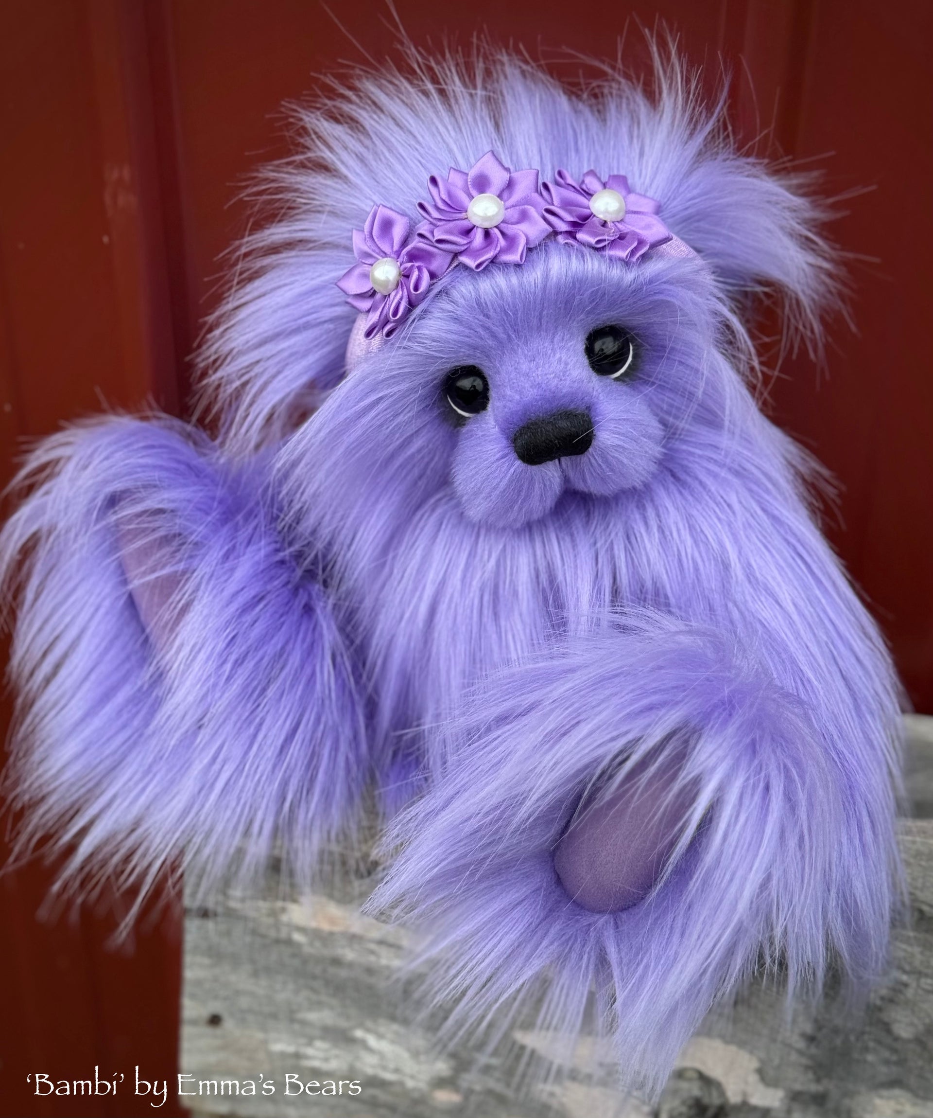 Bambi - 13.5" Purple Faux Fur Artist Bear by Emma's Bears - OOAK