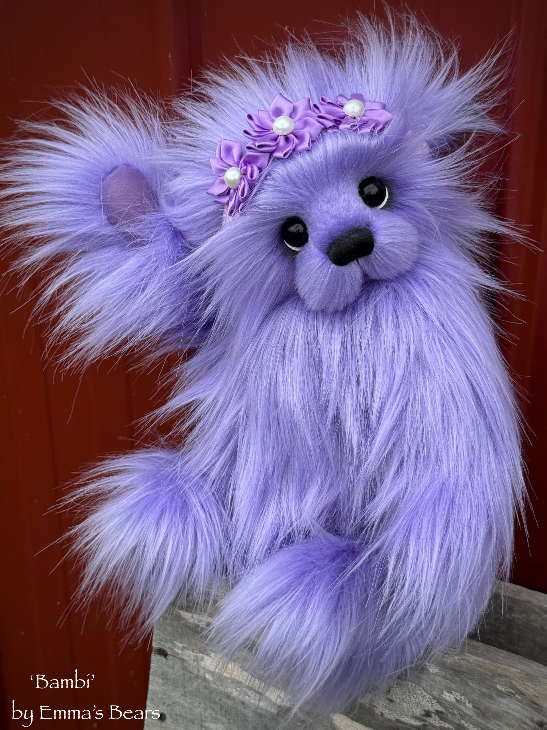 Bambi - 13.5" Purple Faux Fur Artist Bear by Emma's Bears - OOAK