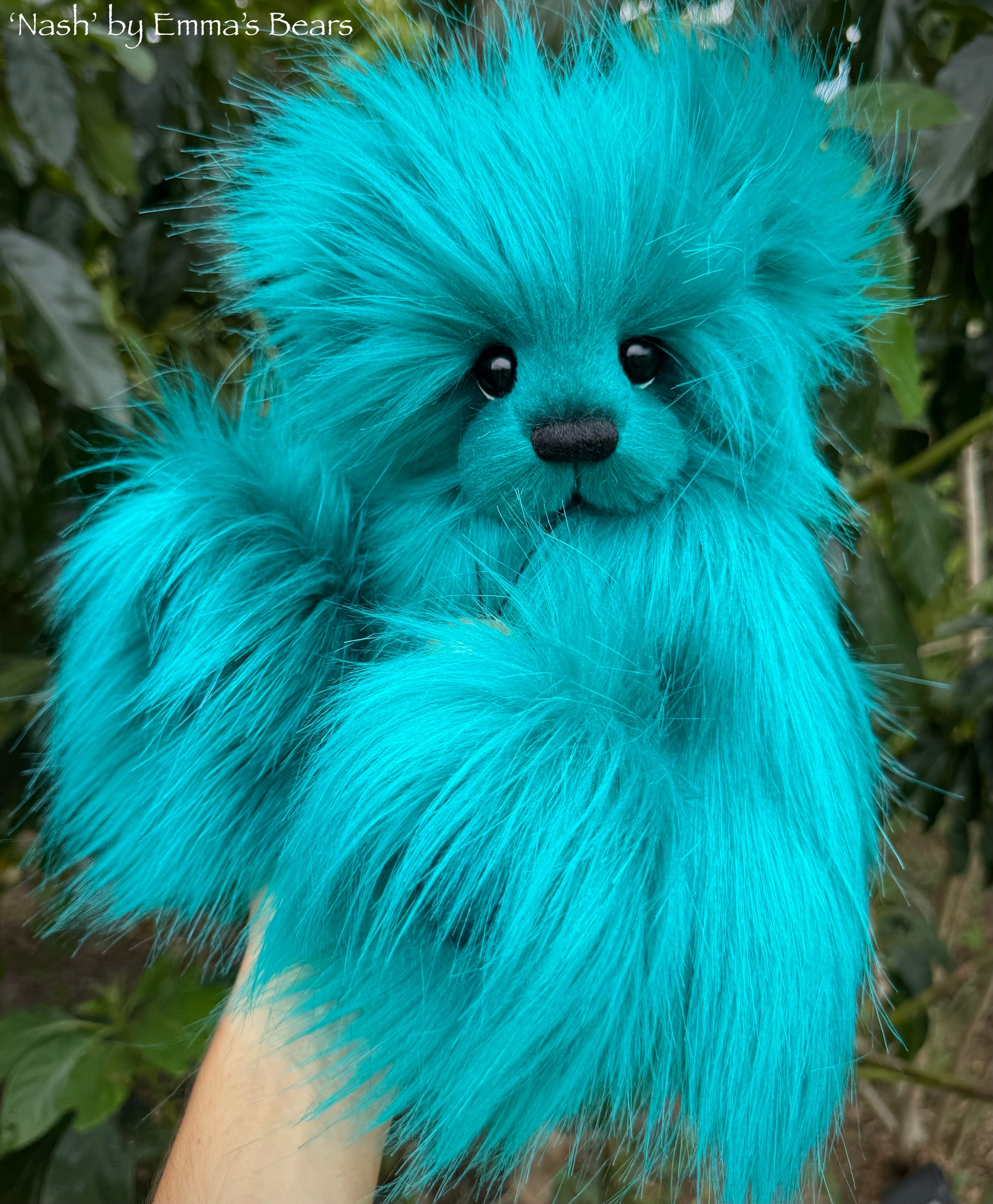 Nash - 13.5" Teal Faux Fur Artist Bear by Emma's Bears - OOAK