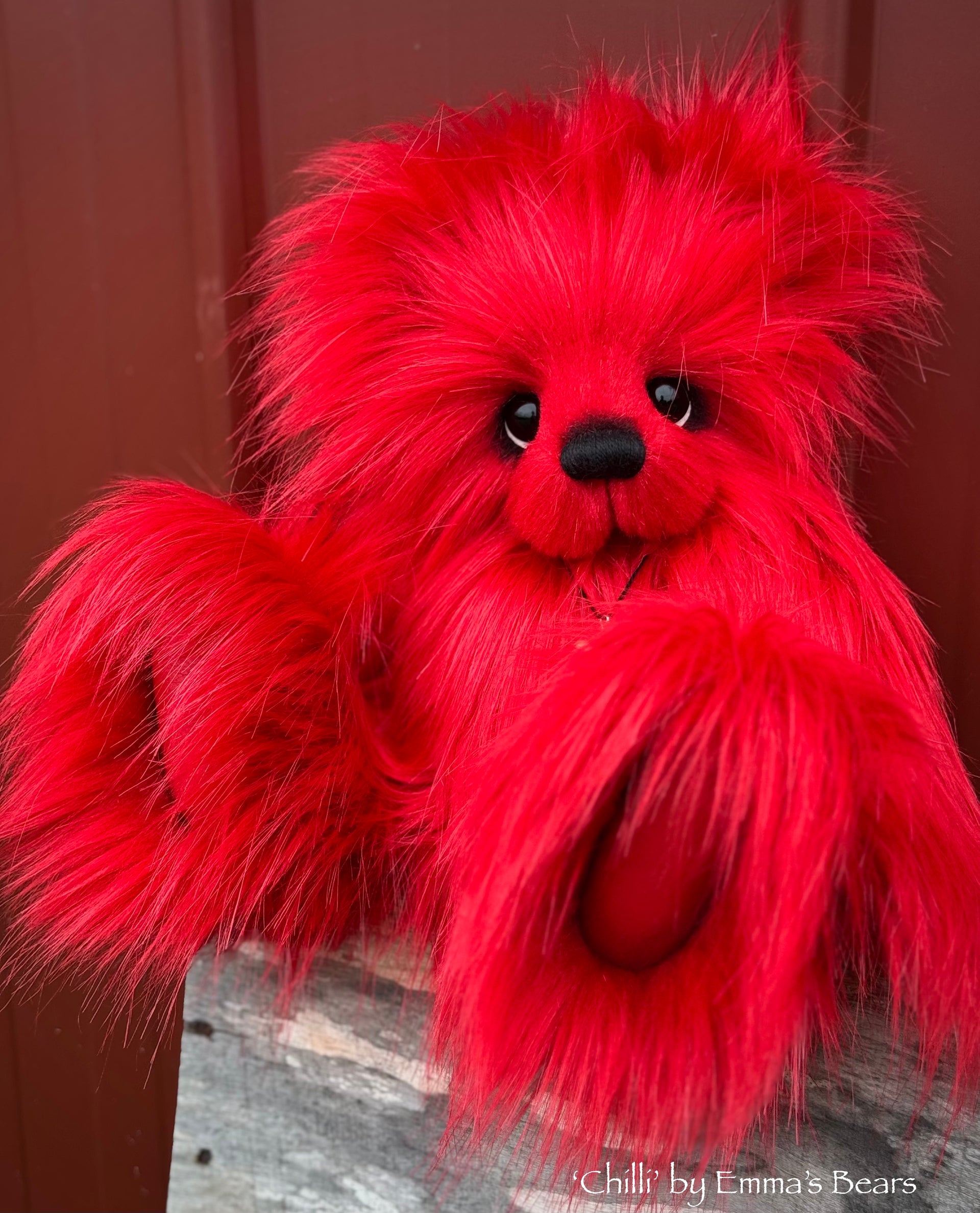 Chilli - 13.5" Red Faux Fur Artist Bear by Emma's Bears - OOAK