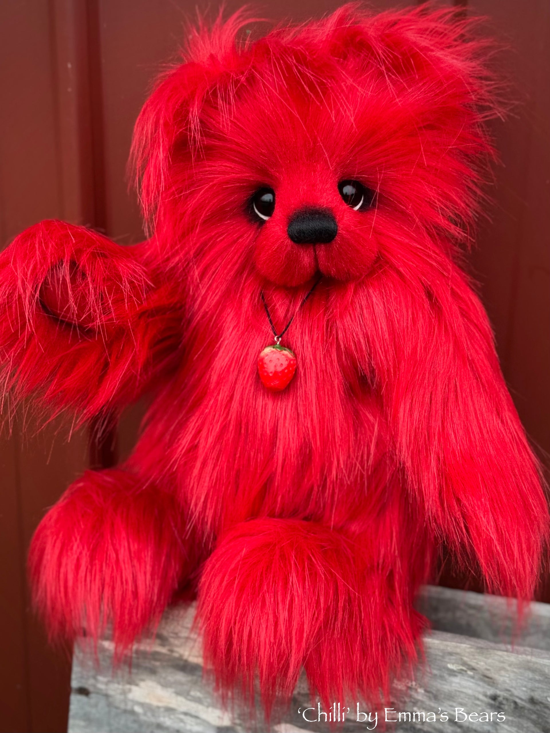 Chilli - 13.5" Red Faux Fur Artist Bear by Emma's Bears - OOAK