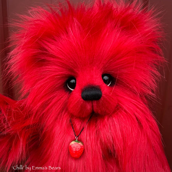 Chilli - 13.5" Red Faux Fur Artist Bear by Emma's Bears - OOAK