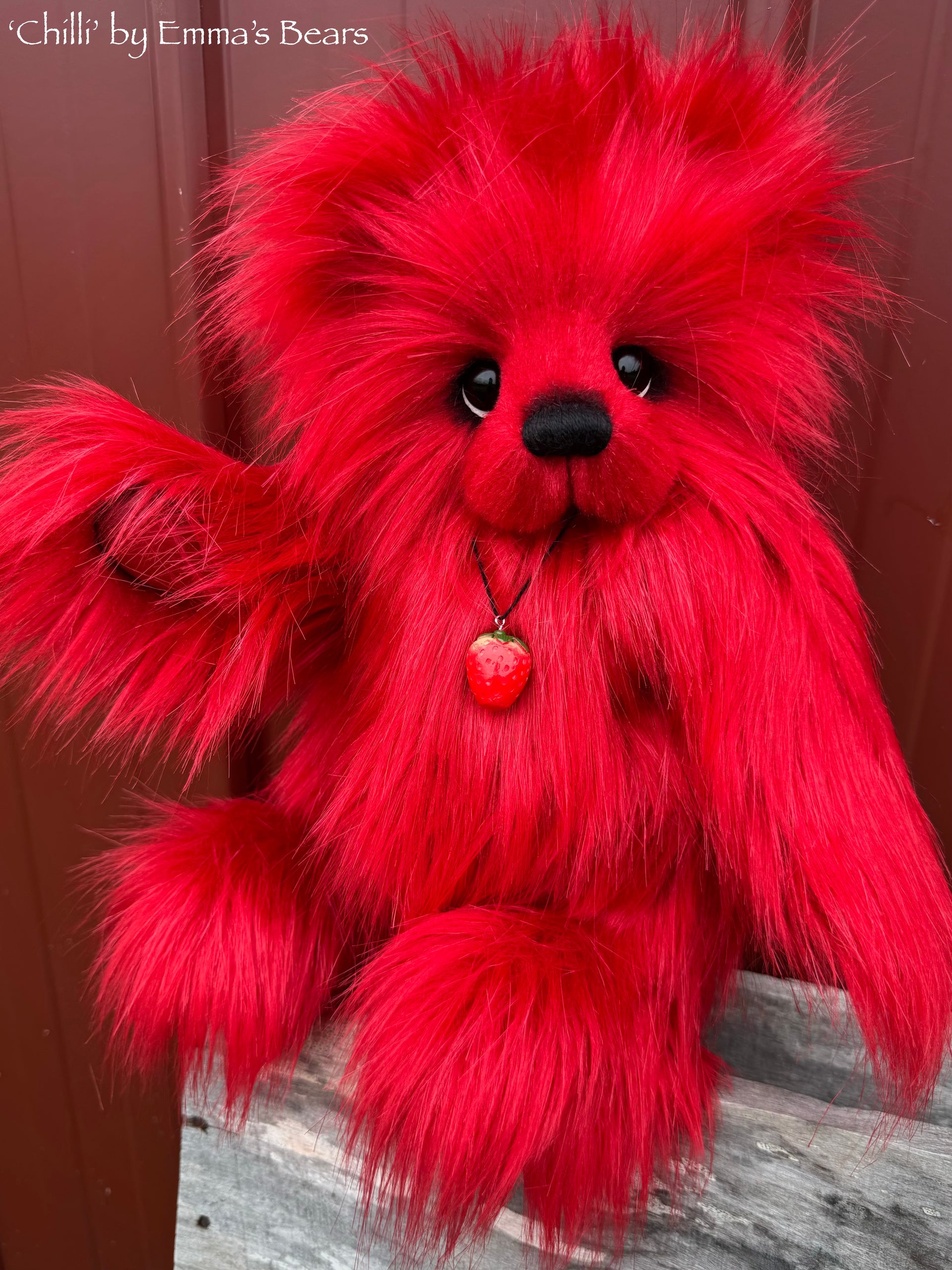 Chilli - 13.5" Red Faux Fur Artist Bear by Emma's Bears - OOAK