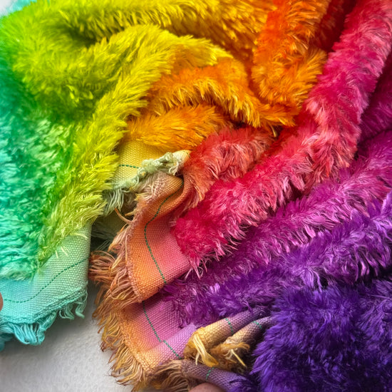 Textured Viscose - Hand Dyed Rainbow - Fat 1/8m - JUL048