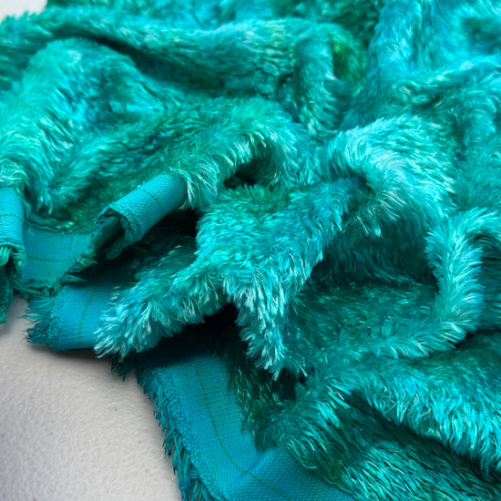 Textured Viscose - Hand Dyed Turquoise Lime Batik - Fat 1/4m - JUL049