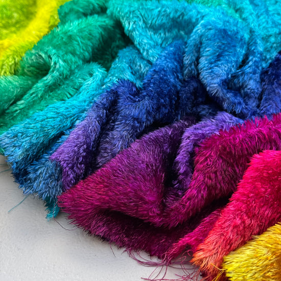 Textured Viscose - Hand Dyed Cool Rainbow - Fat 1/4m - JUL053