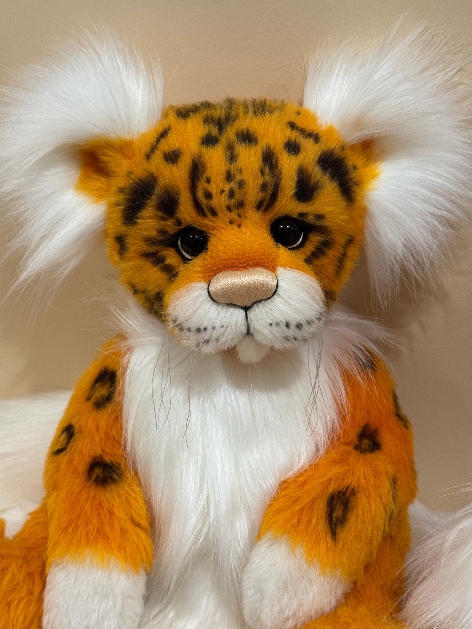 Papaya - 18" Hand-dyed Alpaca Snow Leopard Teddy by Emma's Bears - OOAK