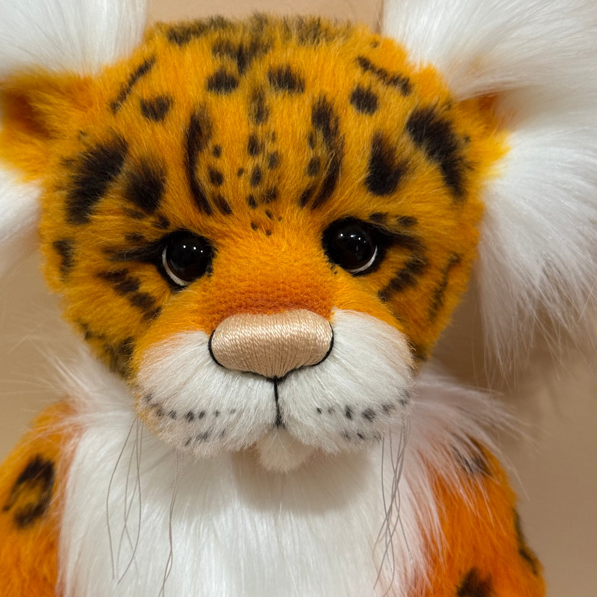 Papaya - 18" Hand-dyed Alpaca Snow Leopard Teddy by Emma's Bears - OOAK