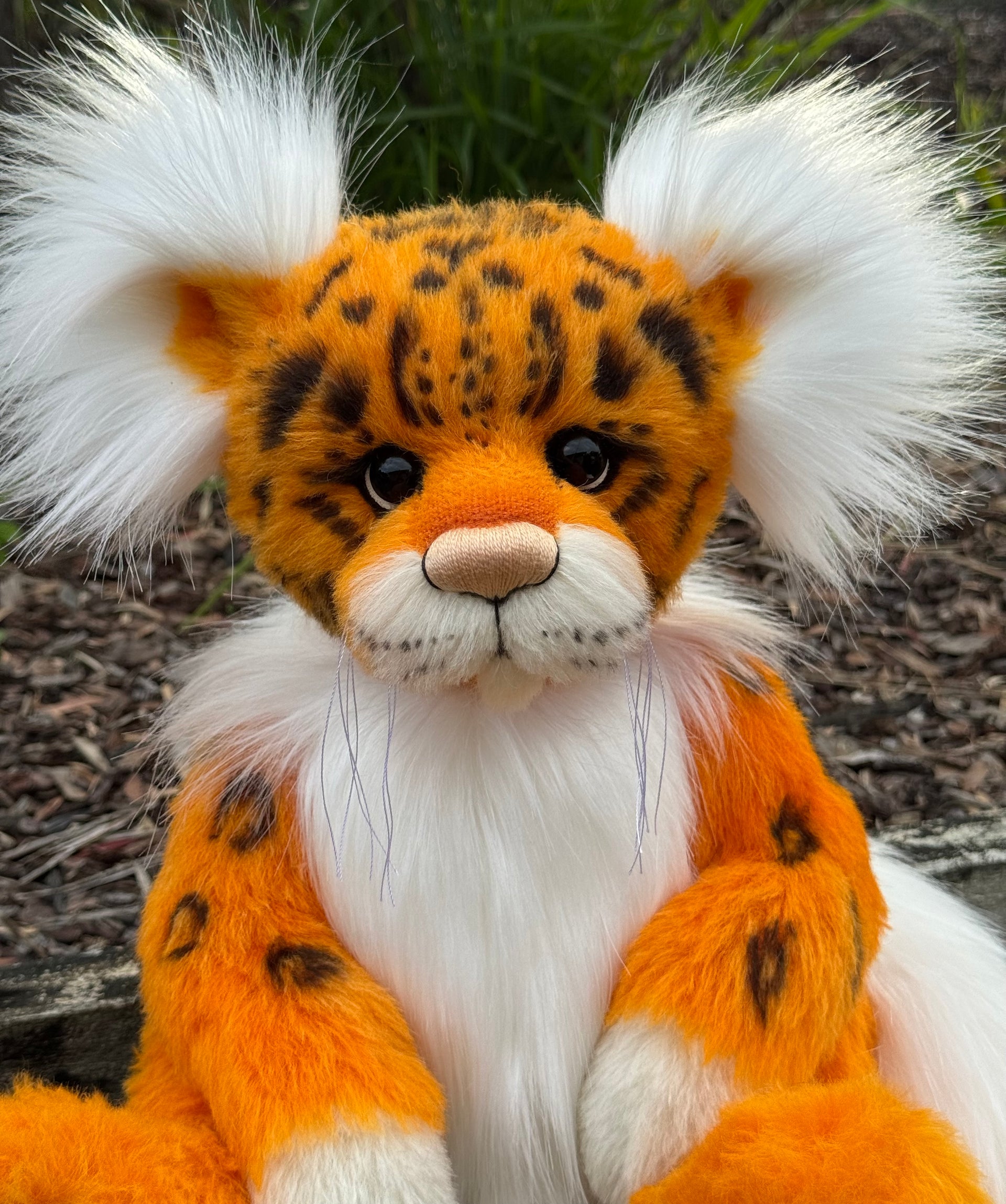 Papaya - 18" Hand-dyed Alpaca Snow Leopard Teddy by Emma's Bears - OOAK