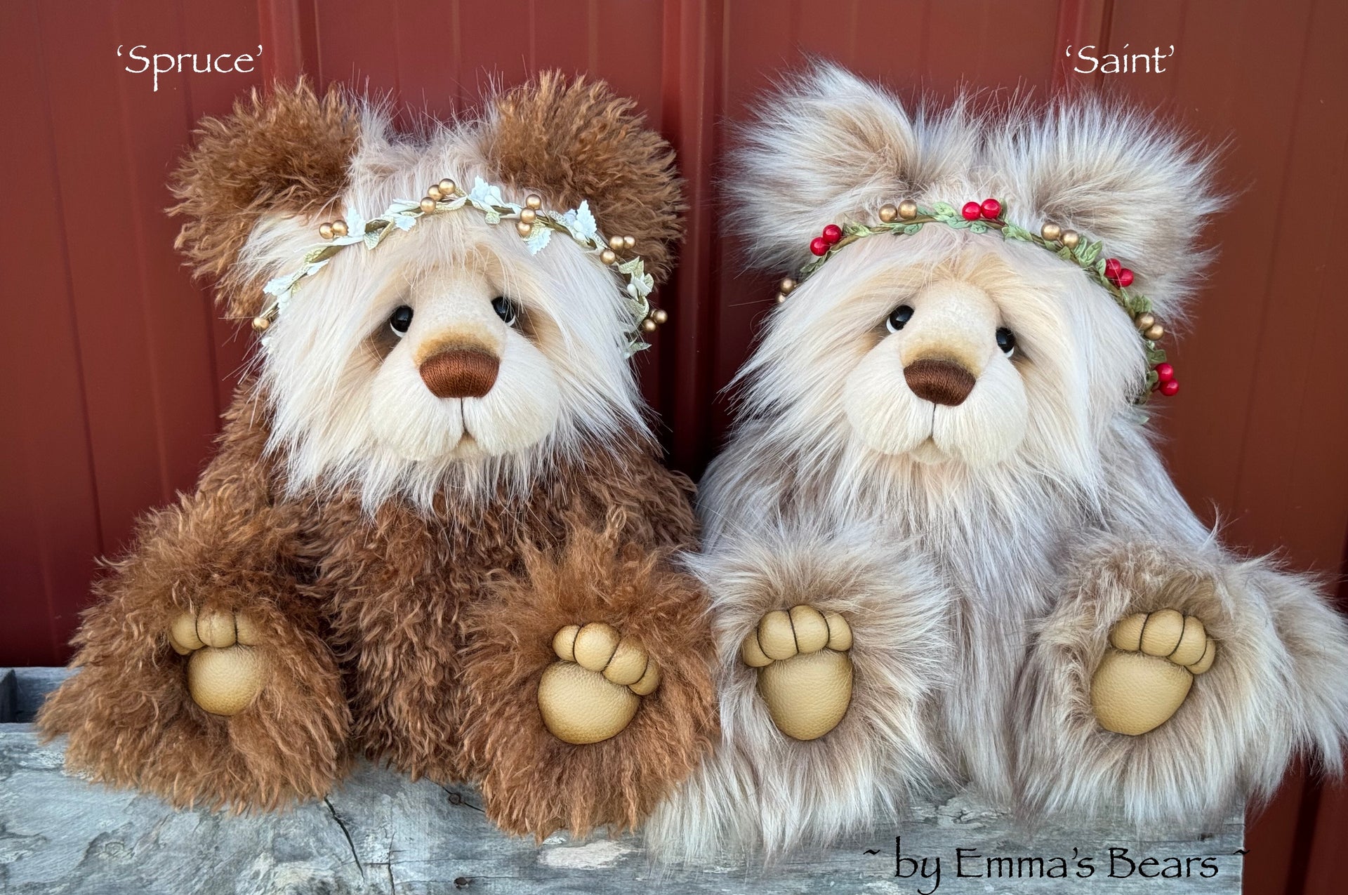 Spruce - 16" Faux Fur Christmas Artist Bear by Emmas Bears - OOAK