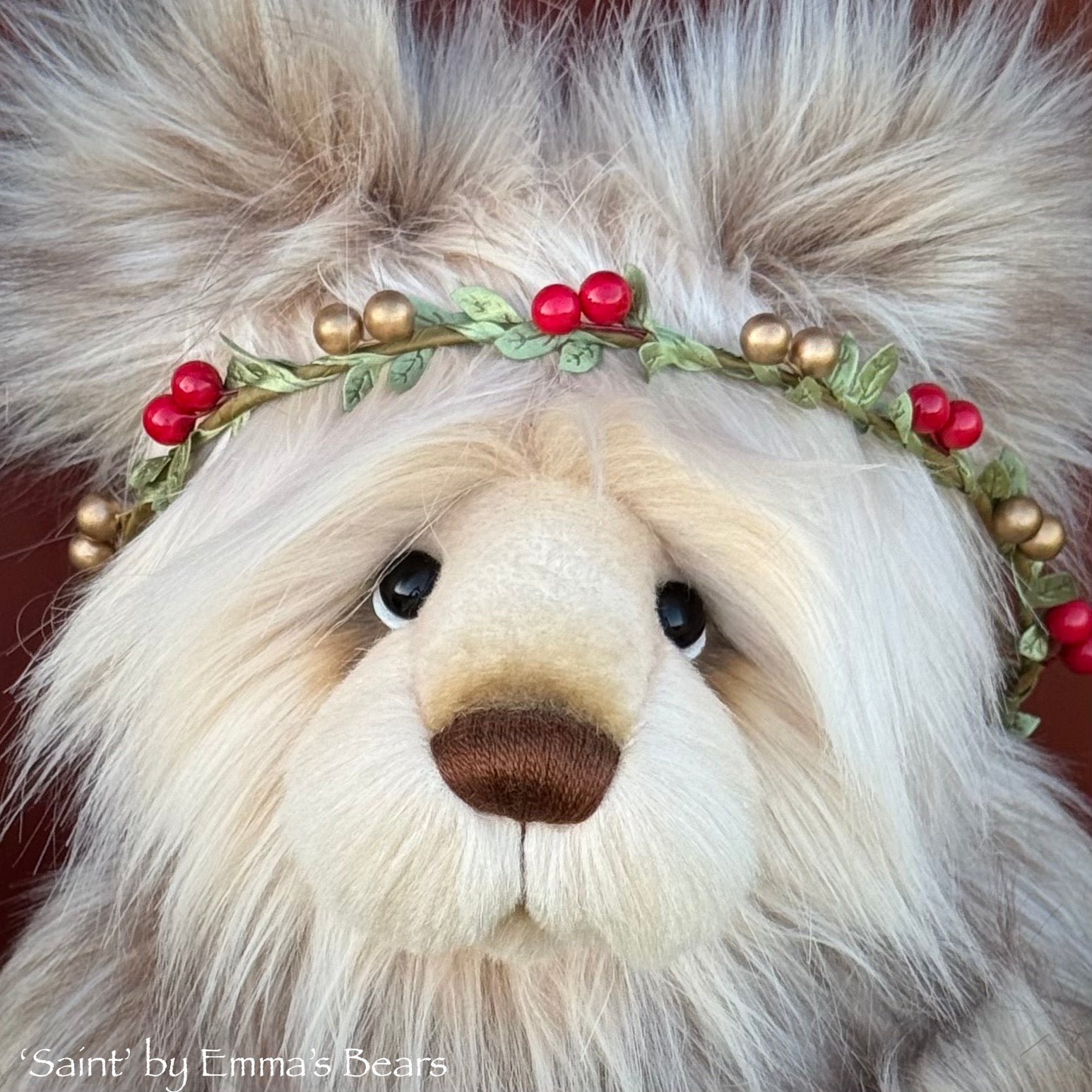 Saint - 16" Faux Fur Christmas Artist Bear by Emmas Bears - OOAK