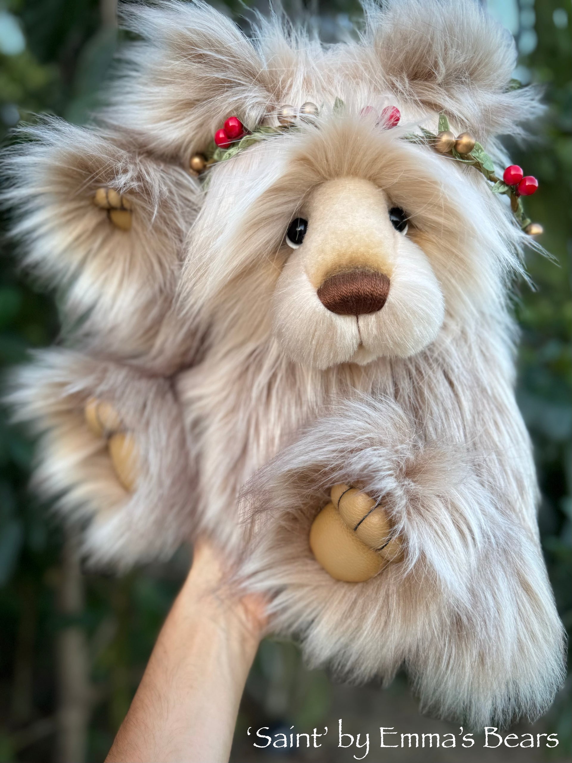 KIT - 16" SAINT Christmas bear in Warm Latte faux fur